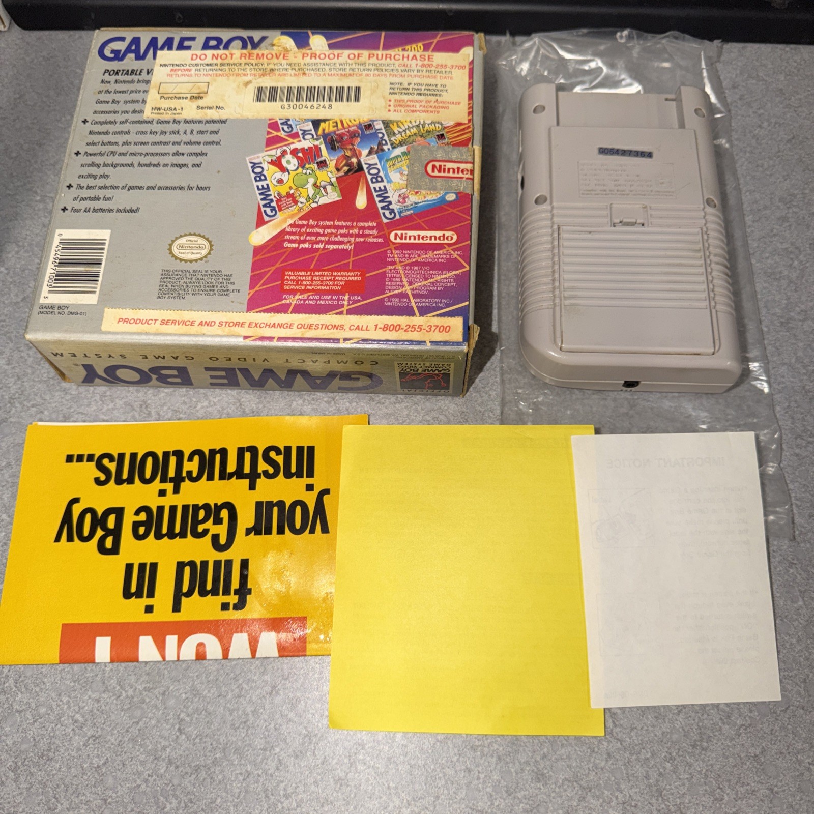 Nintendo Gameboy 1989 Original System With Box. Tested Works Great