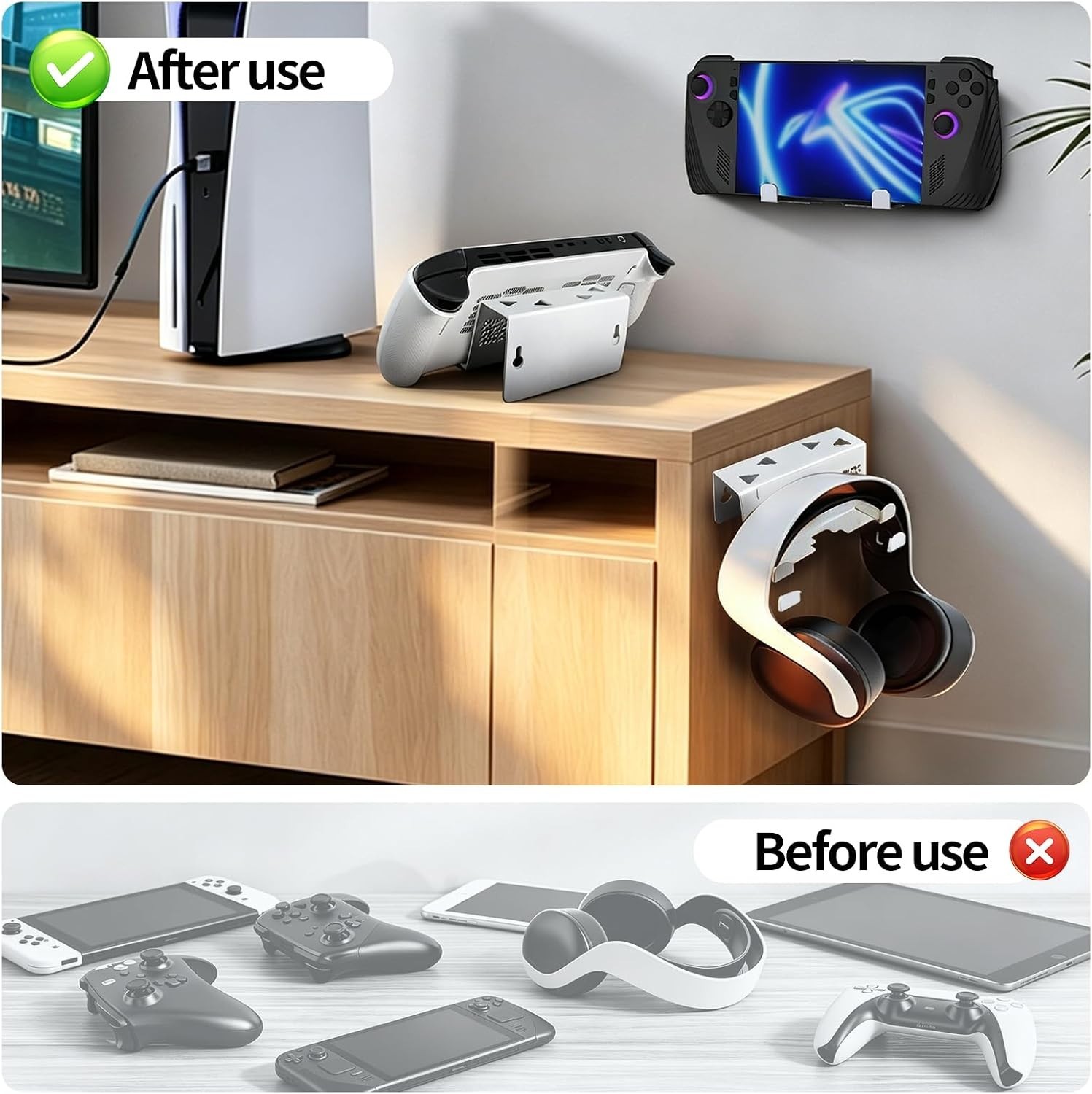 Stylish Wall Mount Bracket for ROG Ally X & SteamDeck – Iron Console Holder