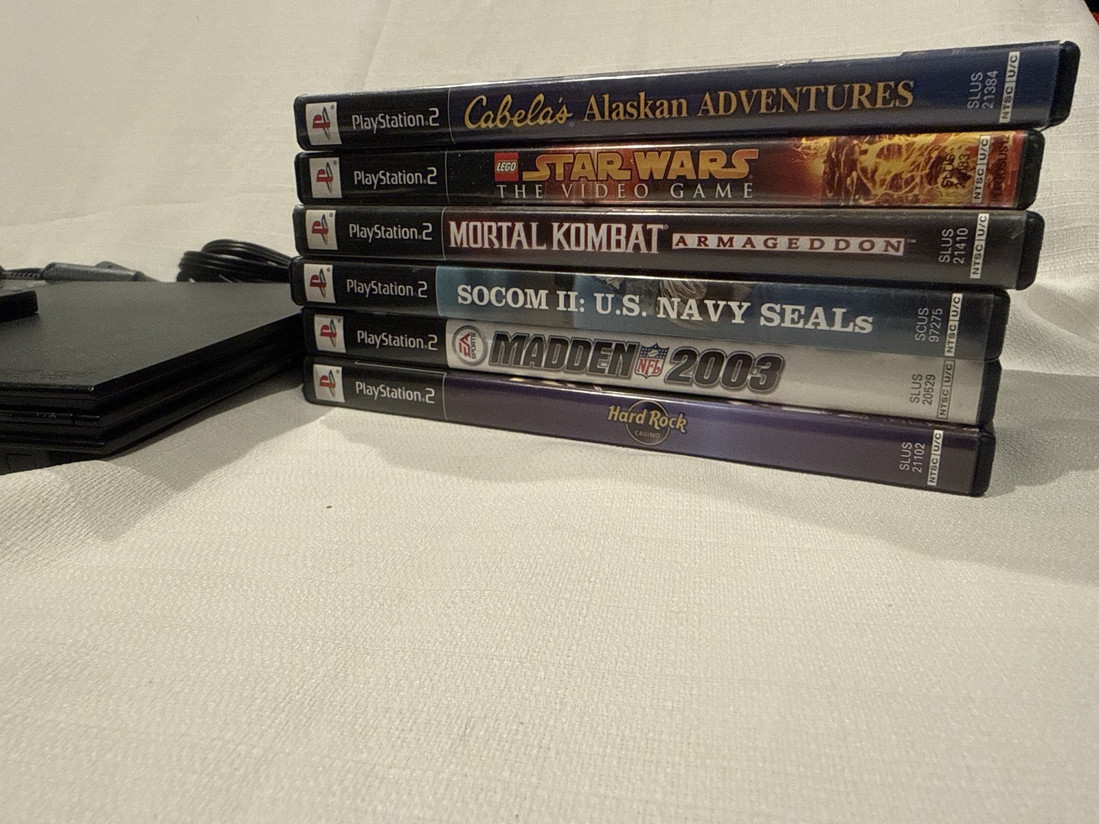 Sony PS2 slim Console Bundle with Controller, Memory Cards, 6 Games Tested/Works