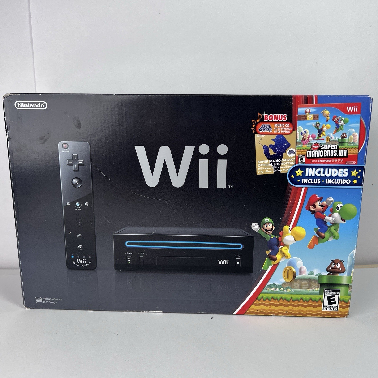 Nintendo Wii New Super Mario Bros + Galaxy CD Black Console Complete + Box
