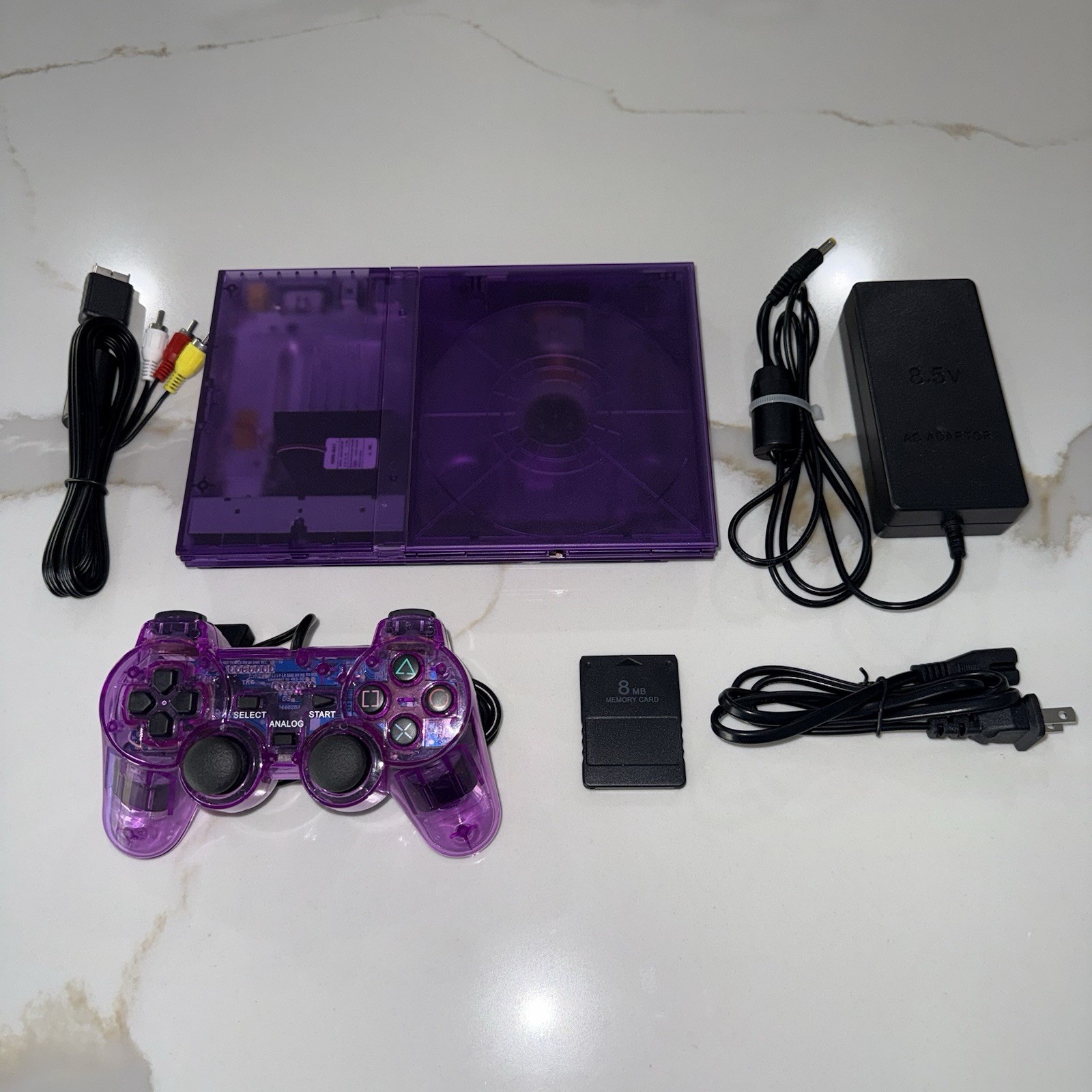 PS2 Slim Sony PlayStation 2 (SCPH-77001) Bundle – Clear purple – FMCB ONLY