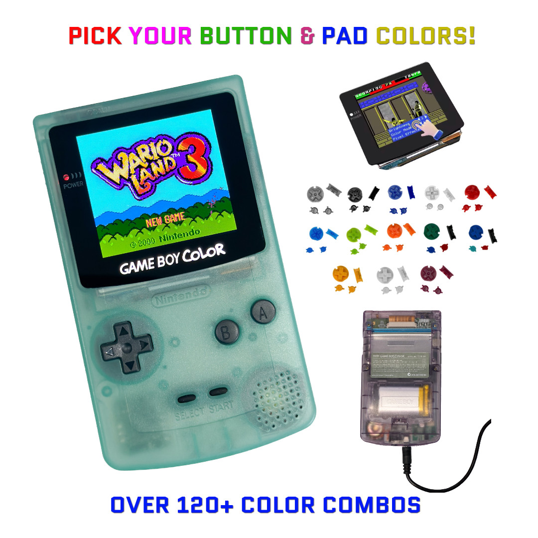 Nintendo Game Boy Color GLOW GREEN System GBC AMOLED OLED XL Touch LCD Battery