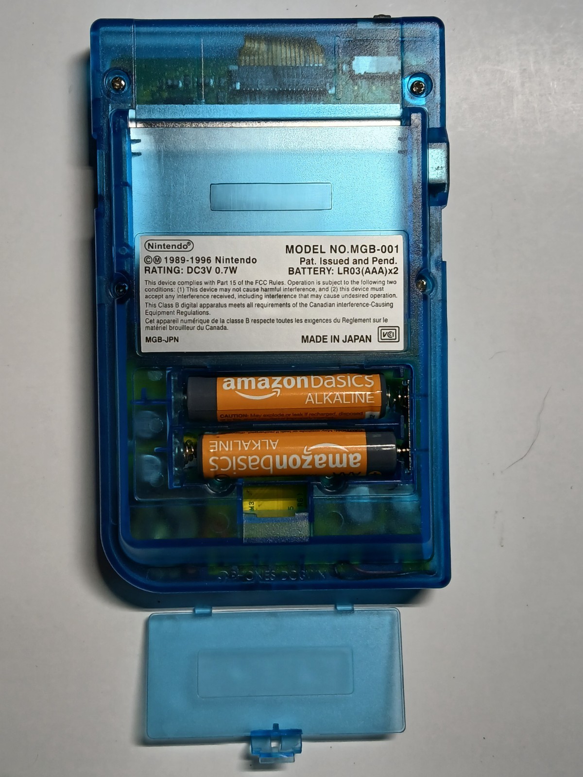 Gameboy Pocket Console Clear blue backlight, Tested And Working minor wear