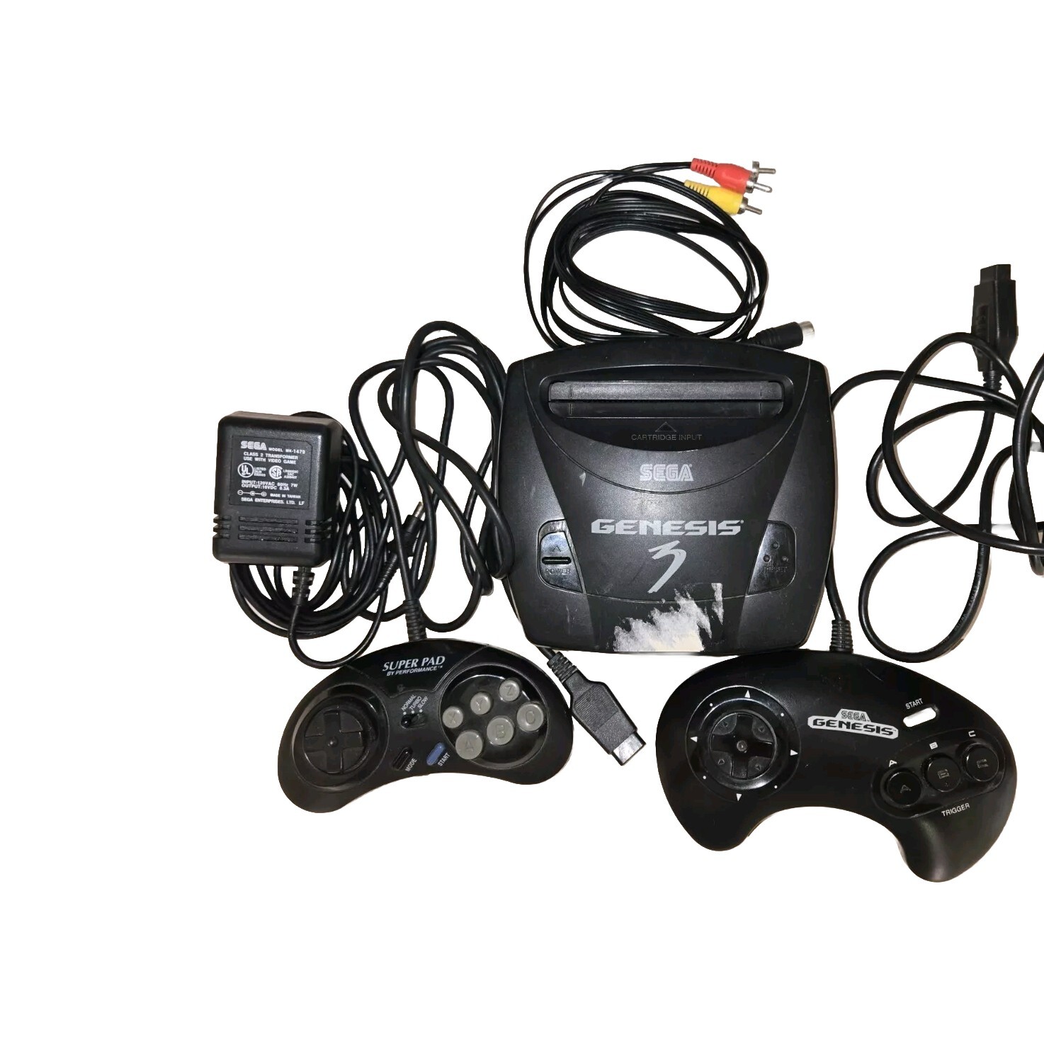 SEGA Genesis 3 Core System Tested Works with Power and rca cords 2 controllers