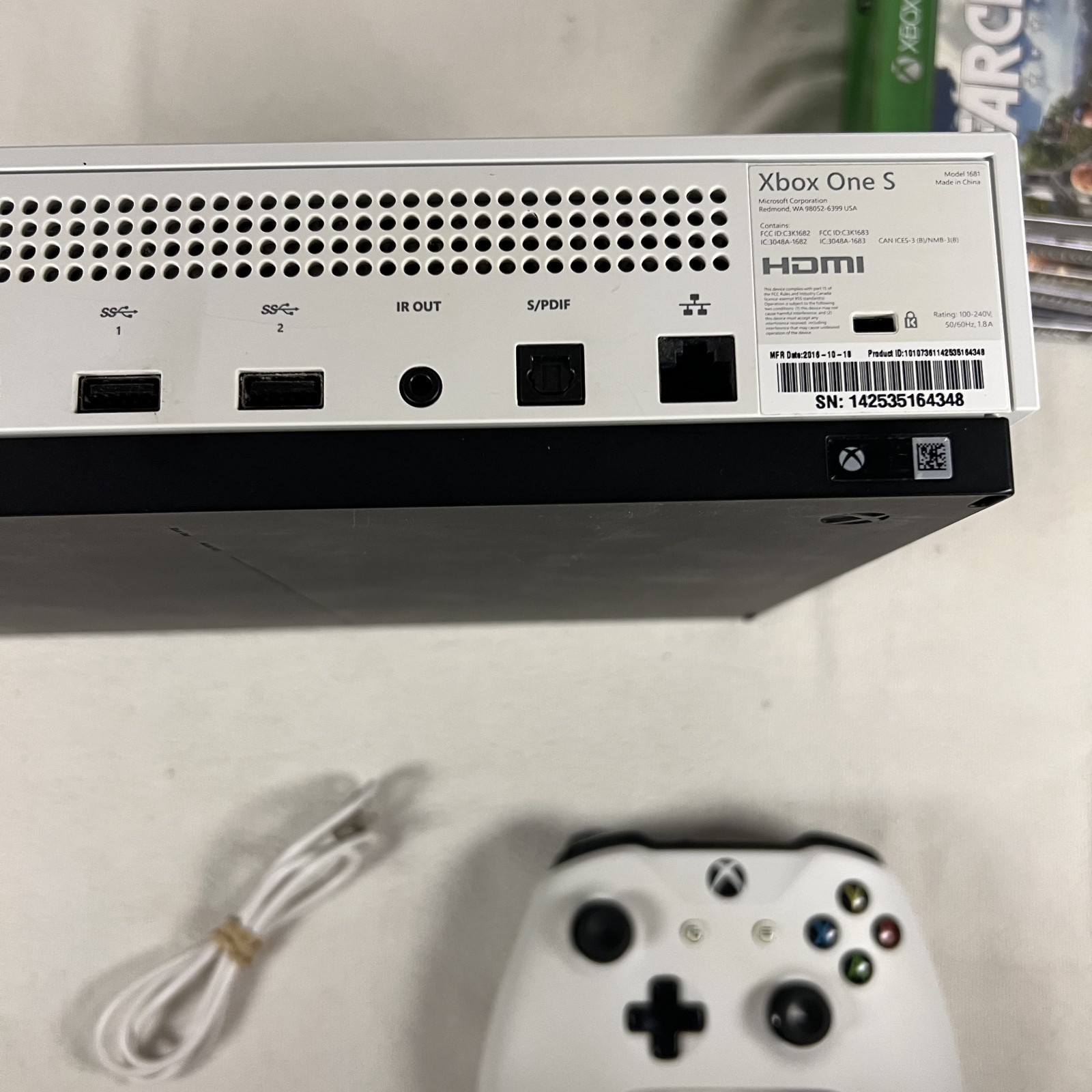 ​Xbox One S White Console Bundle Controller + 5 Games Tested & Working