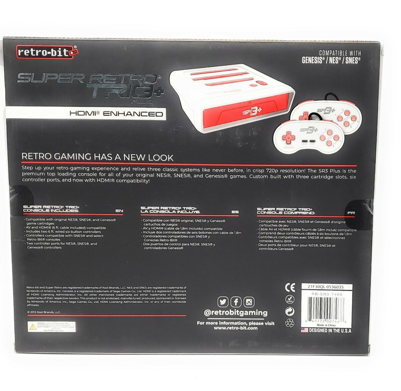 Super Retro Trio Plus+ HD Console NES SNES Sega Genesis (Mega Drive) BRAND NEW!