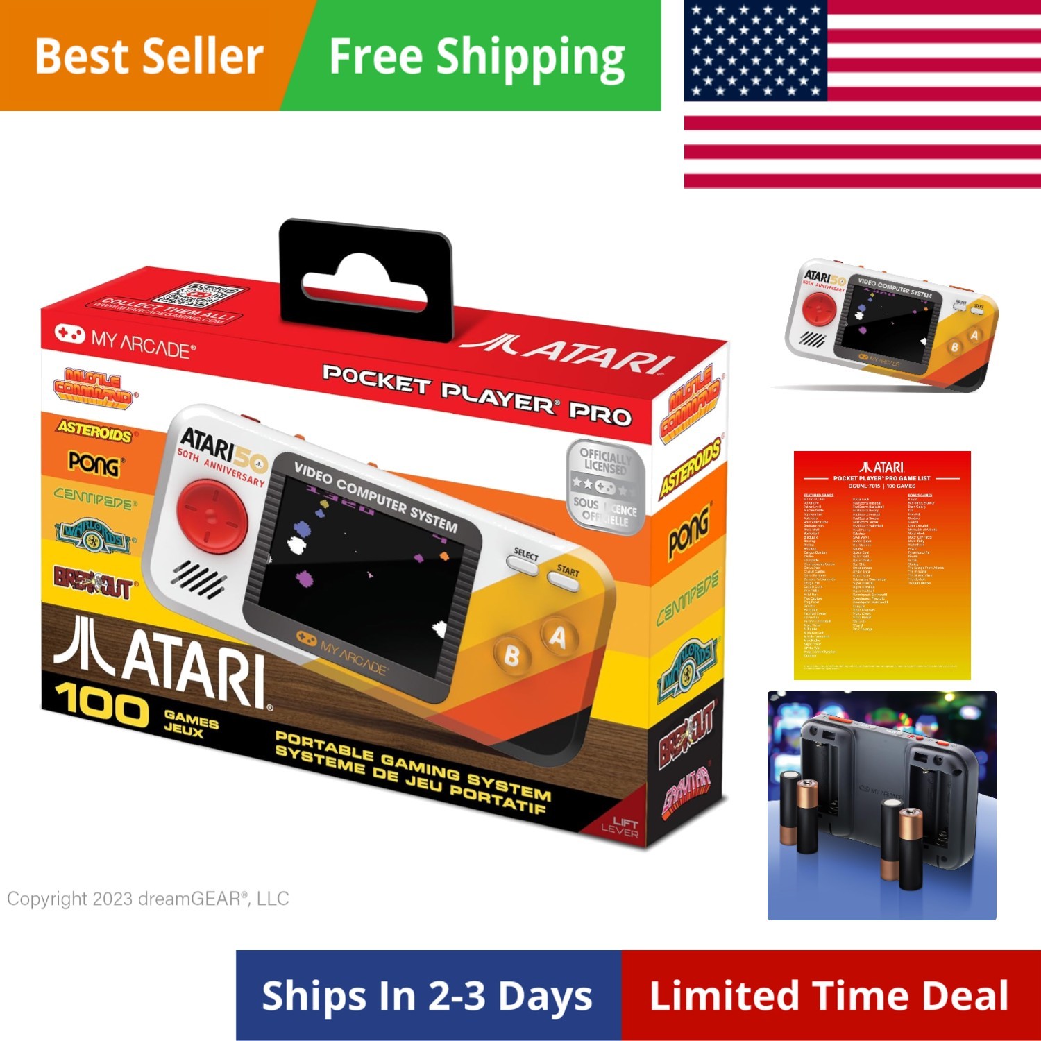 Atari Pocket Player Pro: Handheld Portable Video Game Console with 100 Games,…