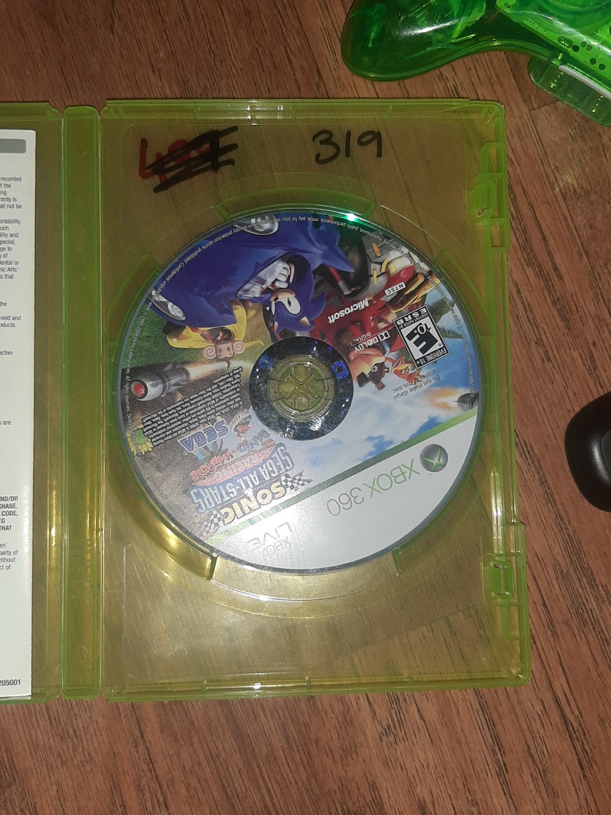 Microsoft Xbox 360 E Console W/Cords + Green Wireless Controller, 2 Games.