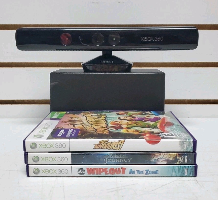 Xbox 360 Kinect Sensor Bar Bundle w/Games – Tested & Works – Lot #15 *READ*