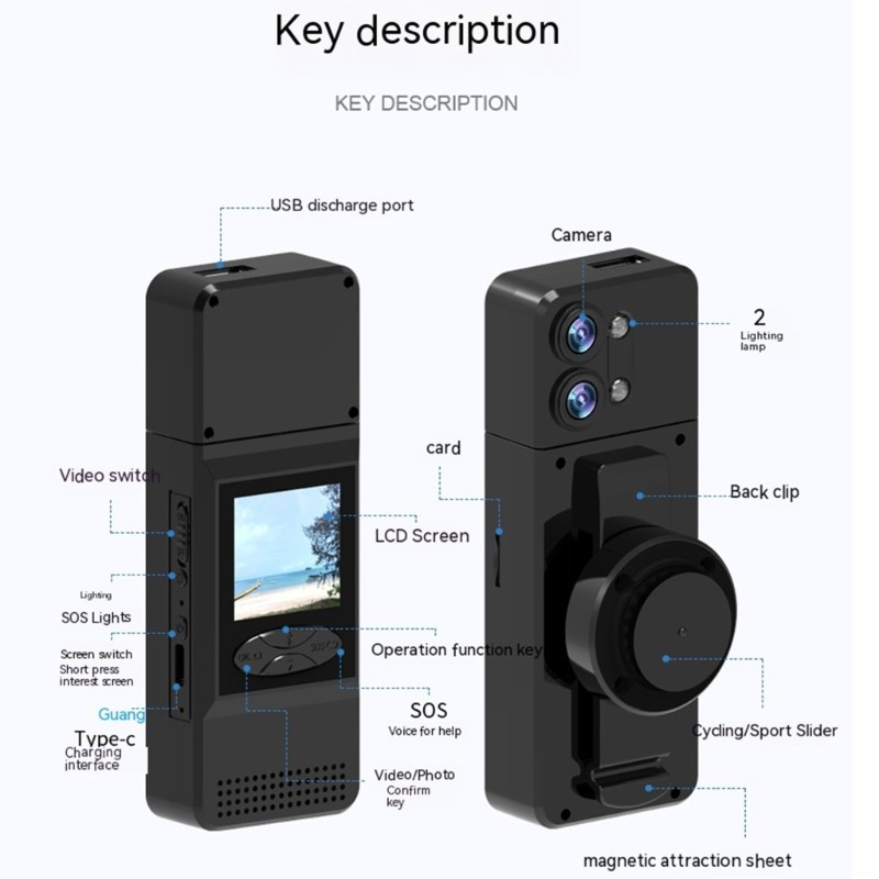 High Clear Pocket Body Camera Recorder Simple Button Control for Recording