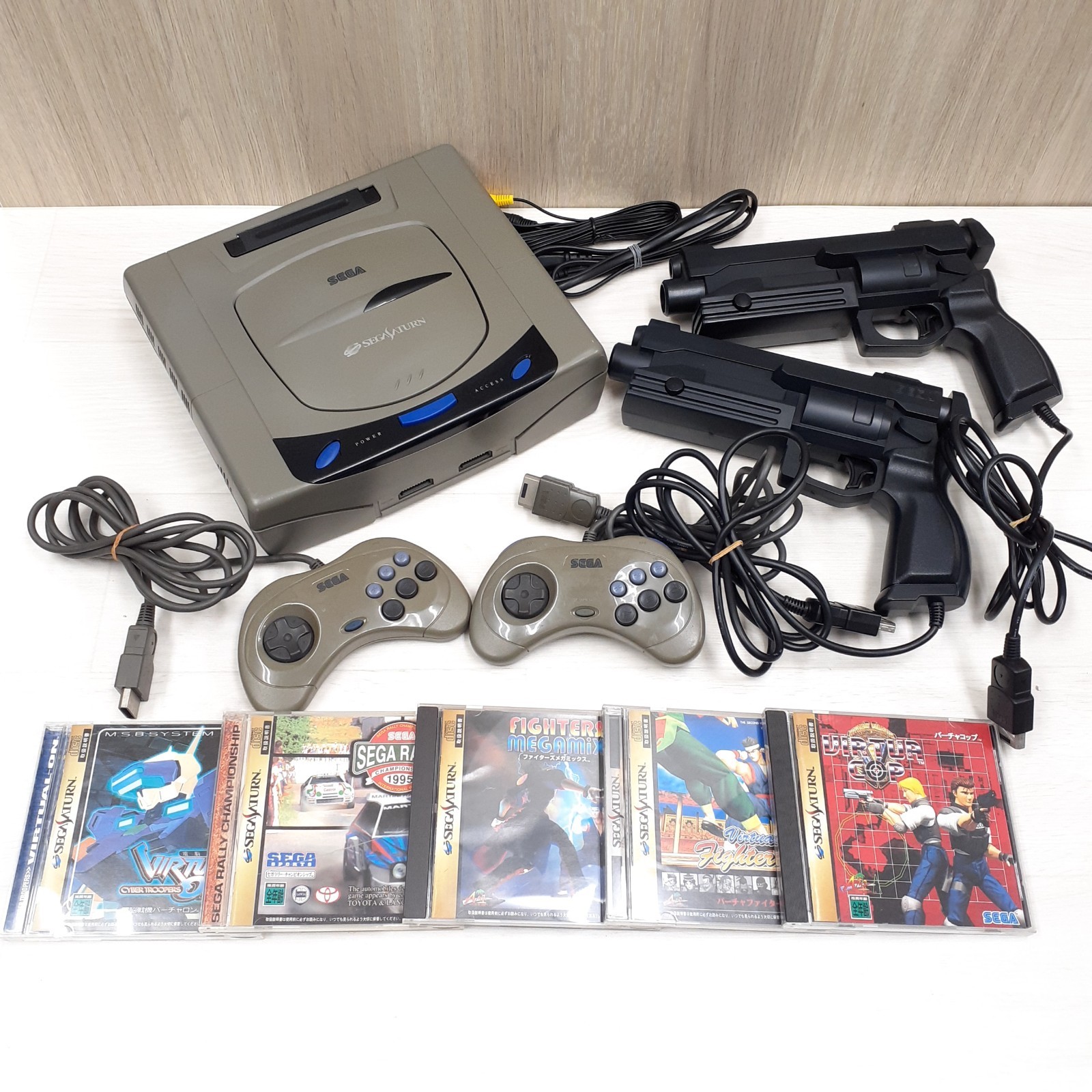 Sega Saturn Console Japan gray with 2 Virtua Gun controllers & 5 games SG730G