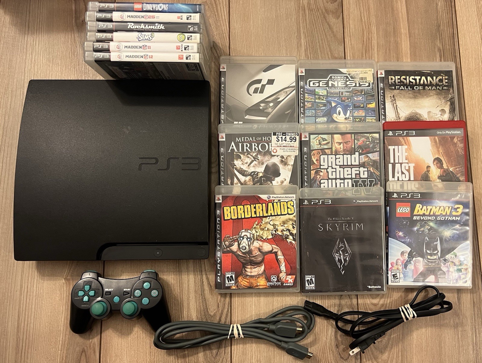 Sony PlayStation 3 Slim 160GB CECH-3001A Console Bundle 15 Games Controller