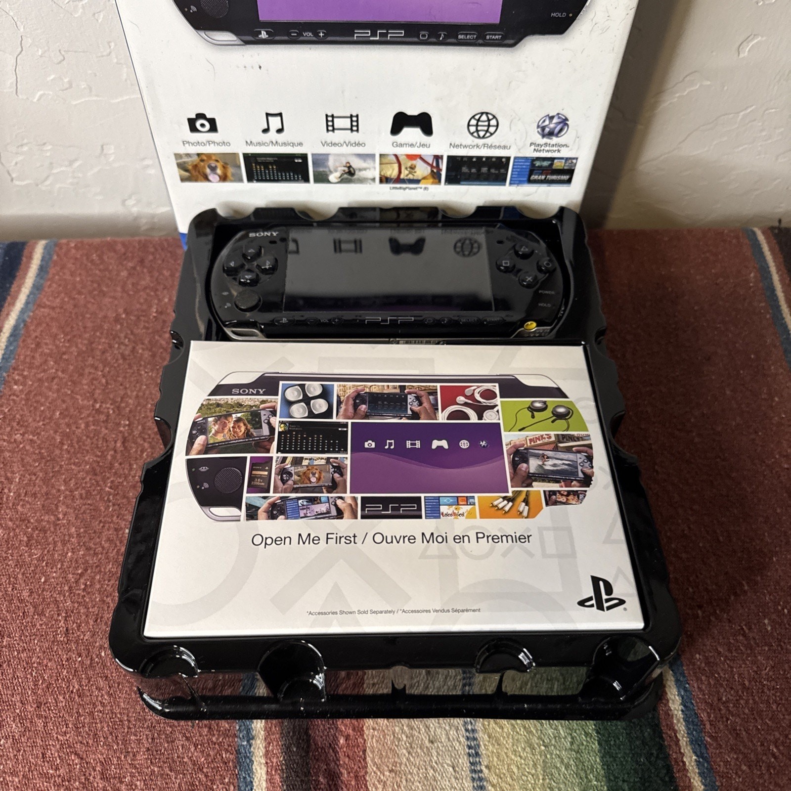 Sony PSP-3000 Launch Edition 64MB Black W/box Tested (No Battery Or Charger)