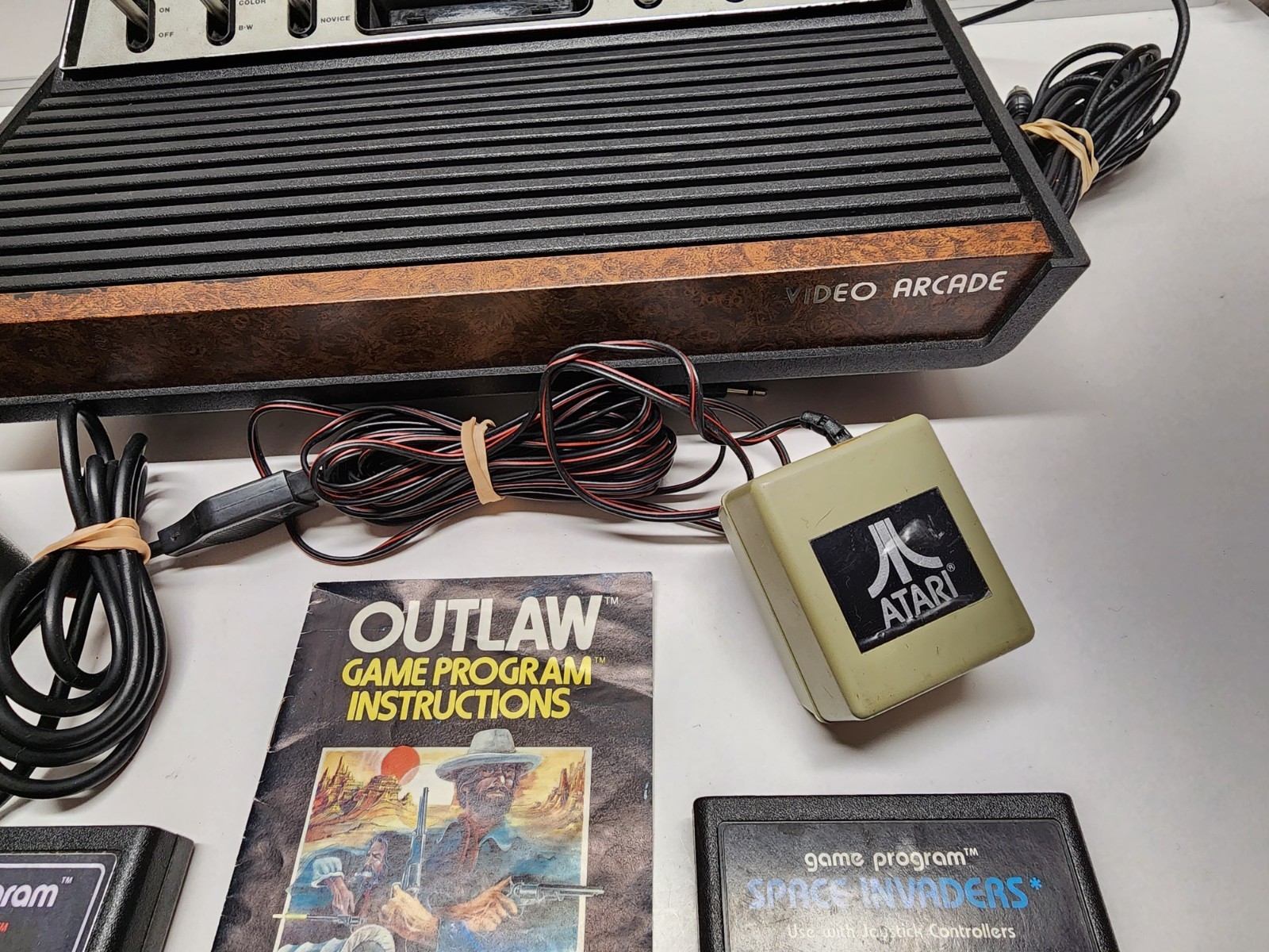 Atari 2600 Game Console Joystick & Games Lot UNTESTED AS-IS