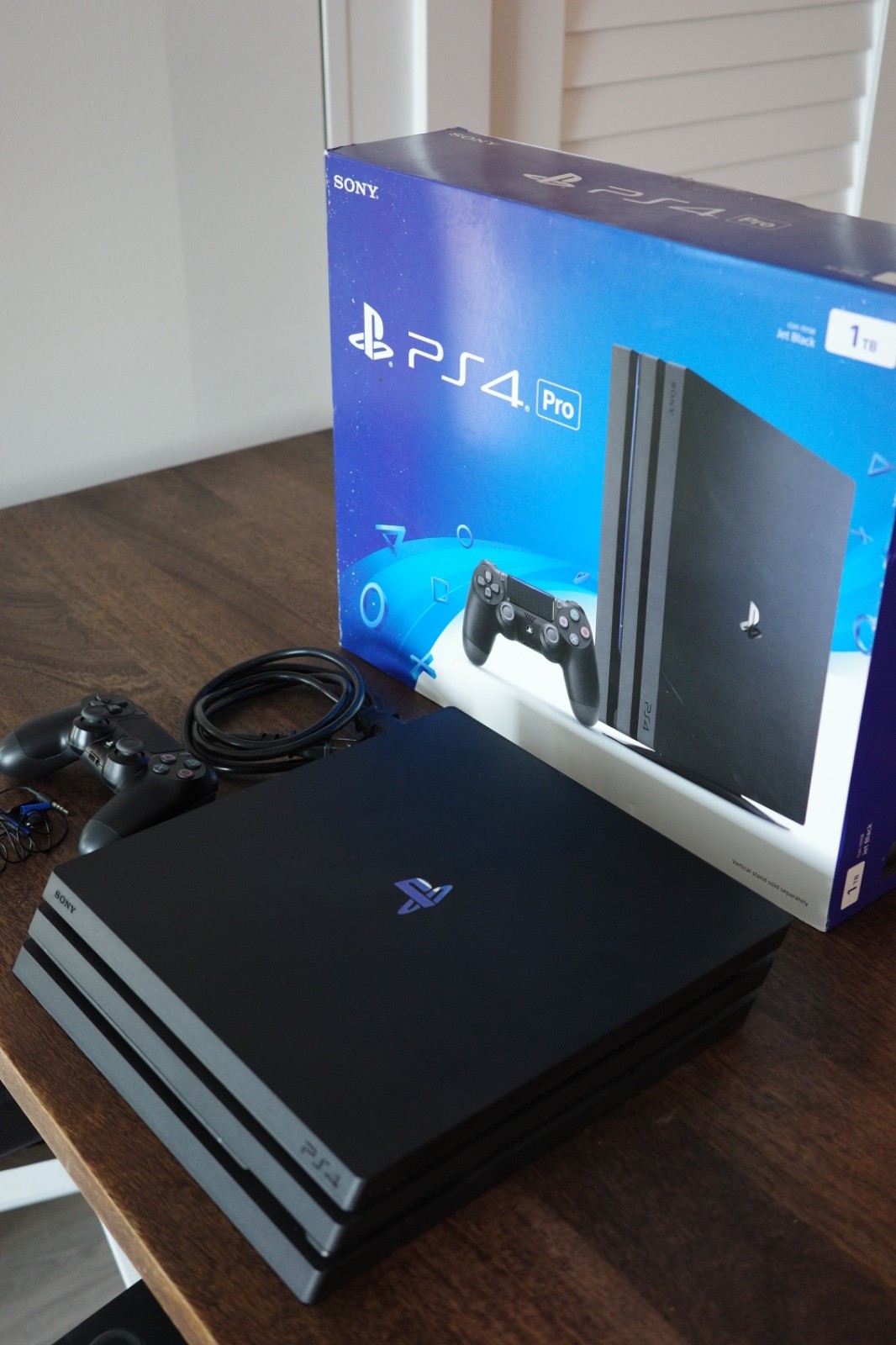 Sony PlayStation 4 Pro (PS4 Pro) 1TB Console, 2 DualShock-4, Box, & Accessories