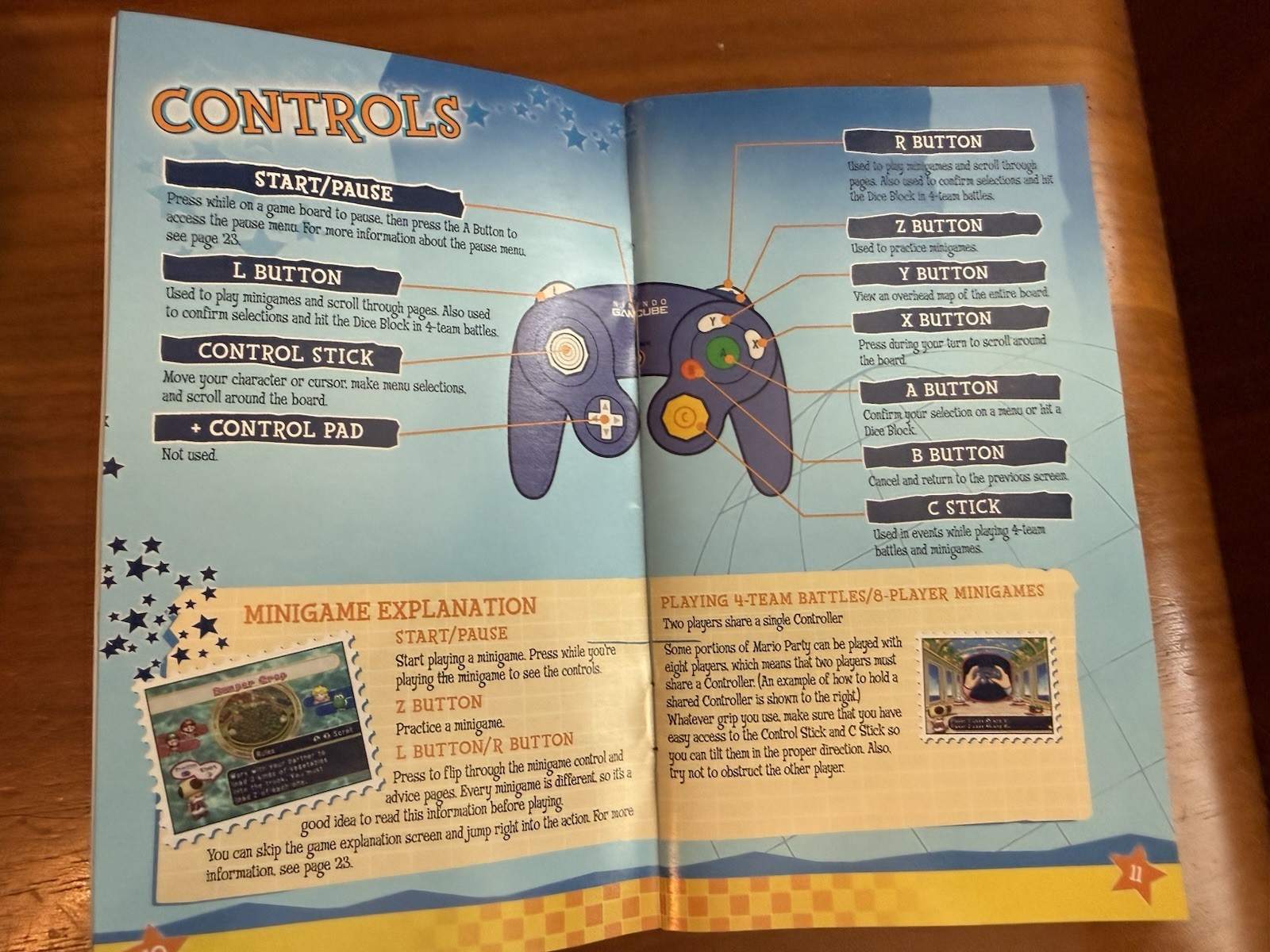 Nintendo GameCube DOL-001, 4 Controllers, Mario Kart Double Dash, Mario Party 7