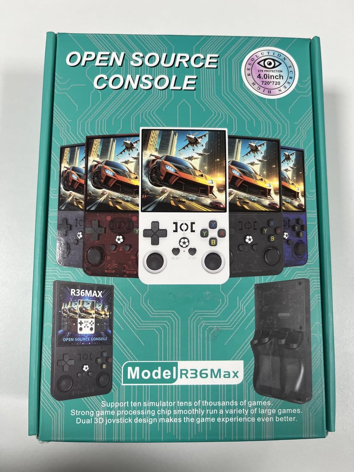 R36MAX Retro Handheld Game Console 64GB 18000+ Games 4″ IPS RK3326 Linux Black
