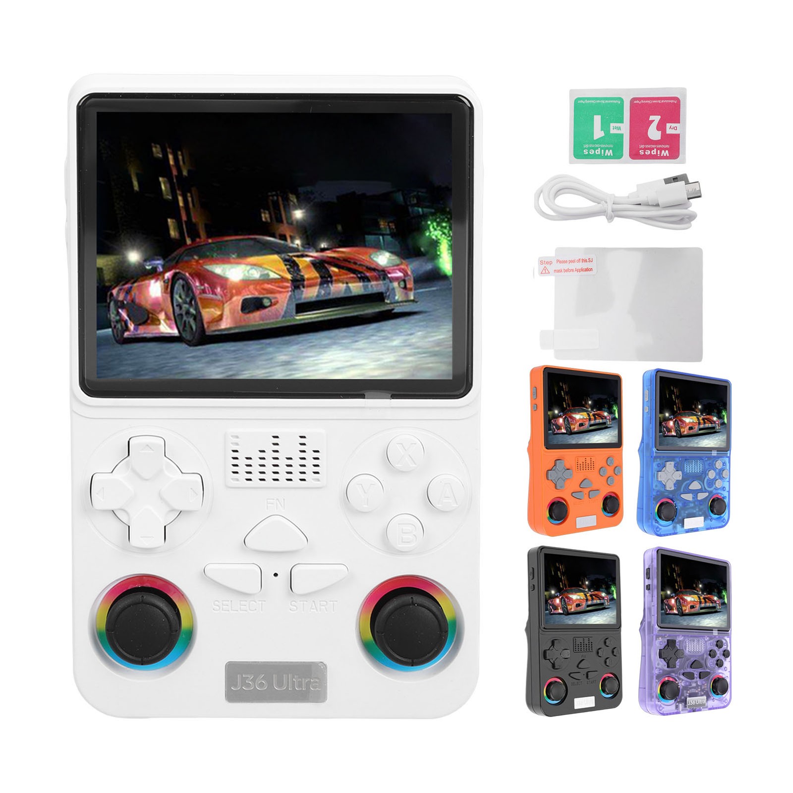 J36 Retro Handheld Video Game Console 64GB 22000 Games 4in 720×720 IPS Screen❀