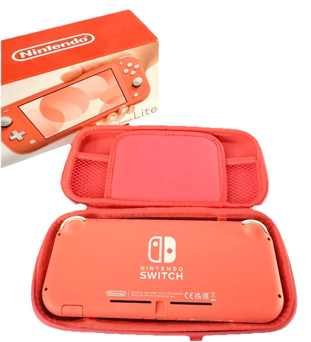 Nintendo Switch Lite Handheld System HDH-001 – Coral W/ Game Case & Charger