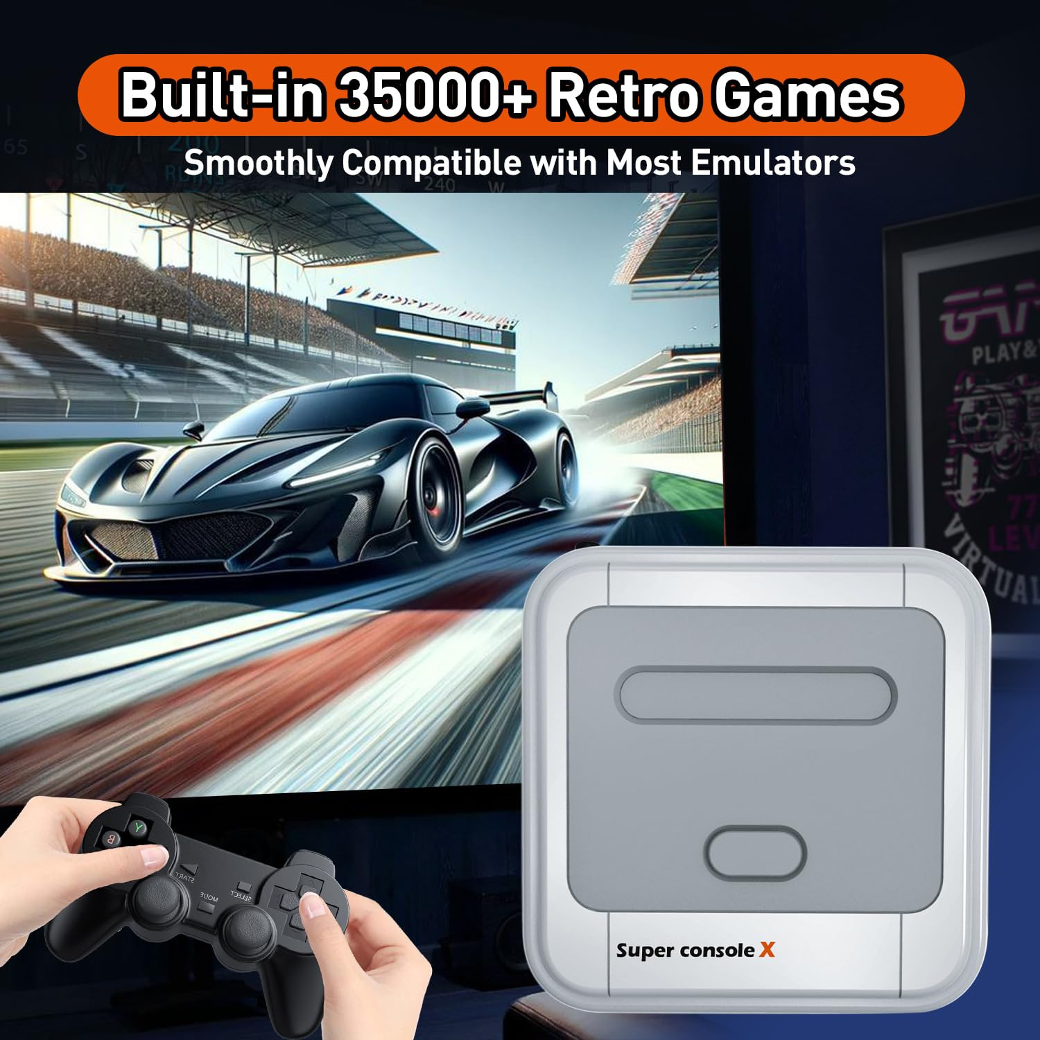 Super Console X Retro Game Console Built in 35,000+ Games,Video Game Console wit
