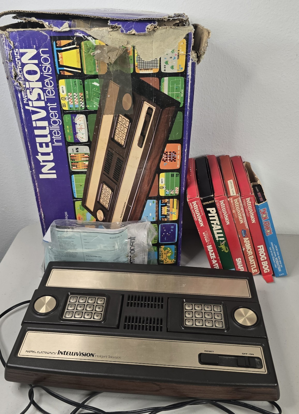 WORKING Mattel Intellivision Console Bundle Lot, 6 WORKING Games Ships FAST