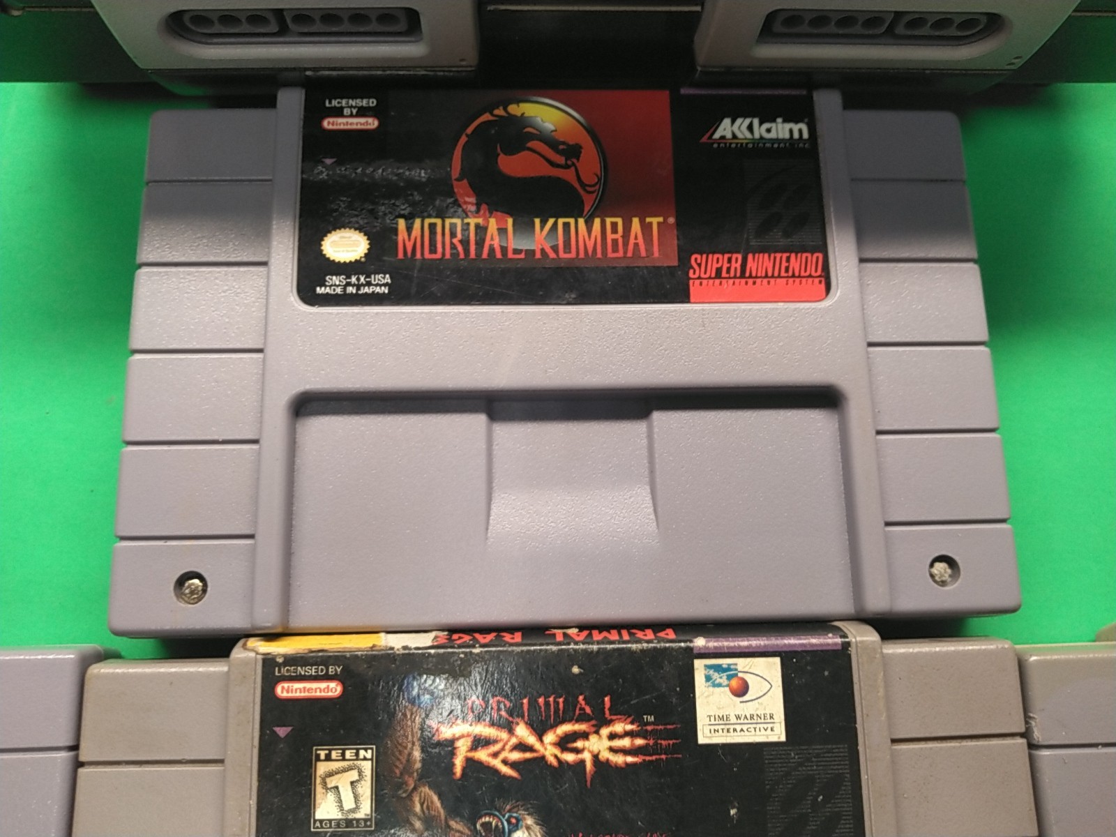 Super Nintendo system SNES with Mortal Kombat 2 Controllers All Hookups