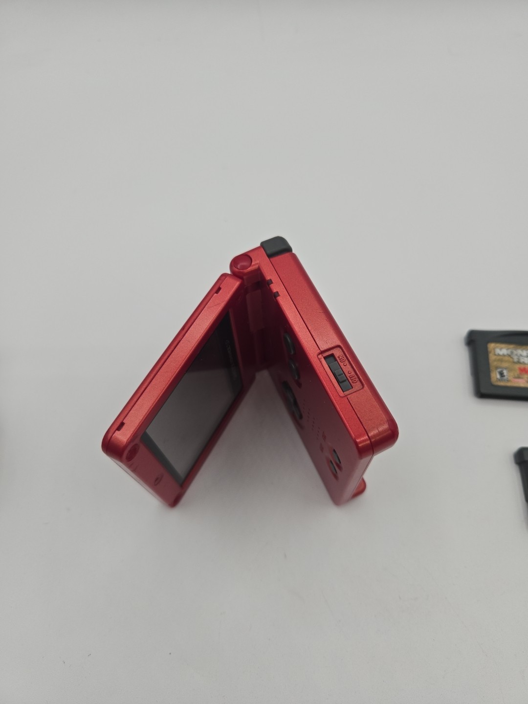 Nintendo Game Boy Advance SP Handheld System Flame Red W/charger And 4 Games