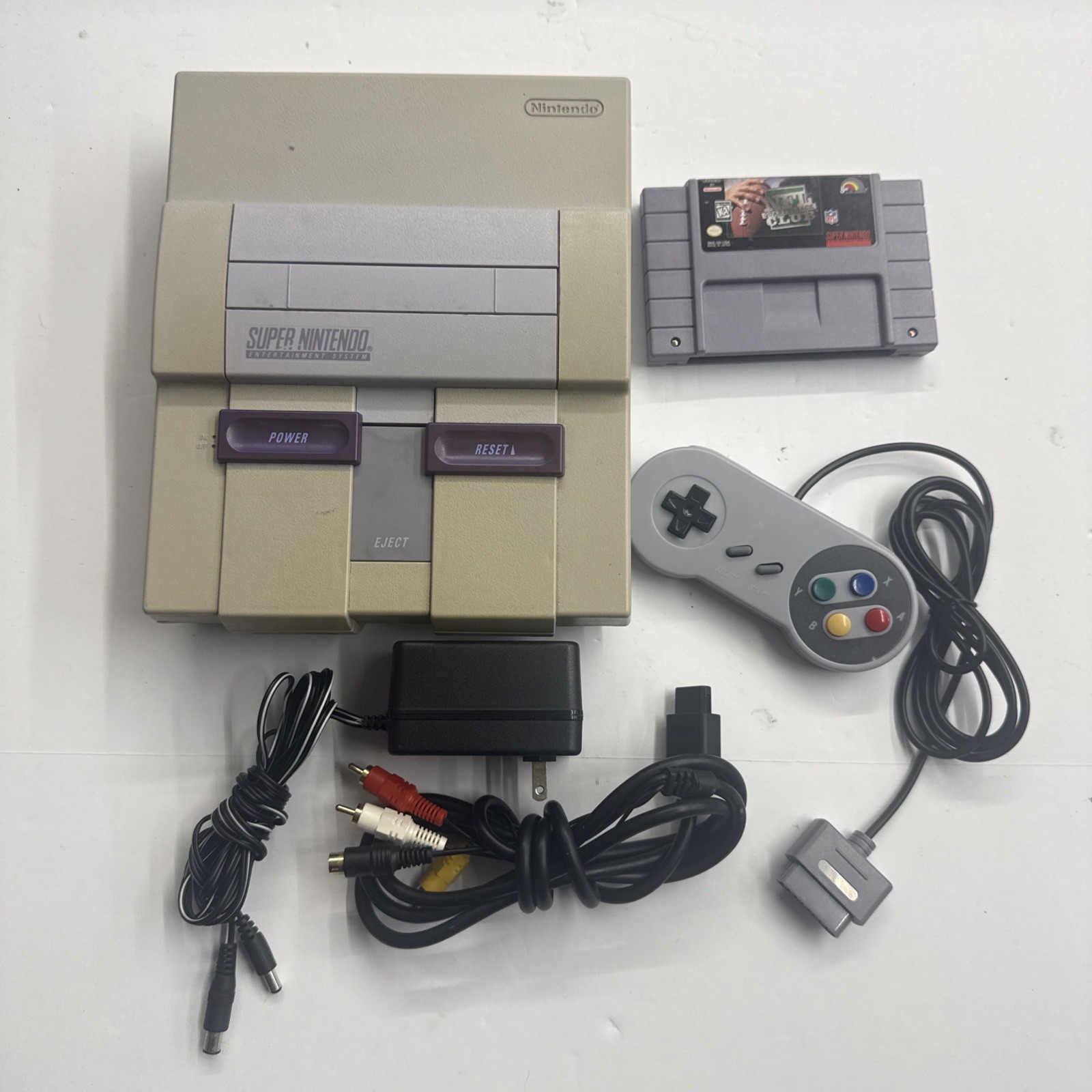 SNES – Super Nintendo Home Console – Gray W/ Cables Game Controller Tested #2930