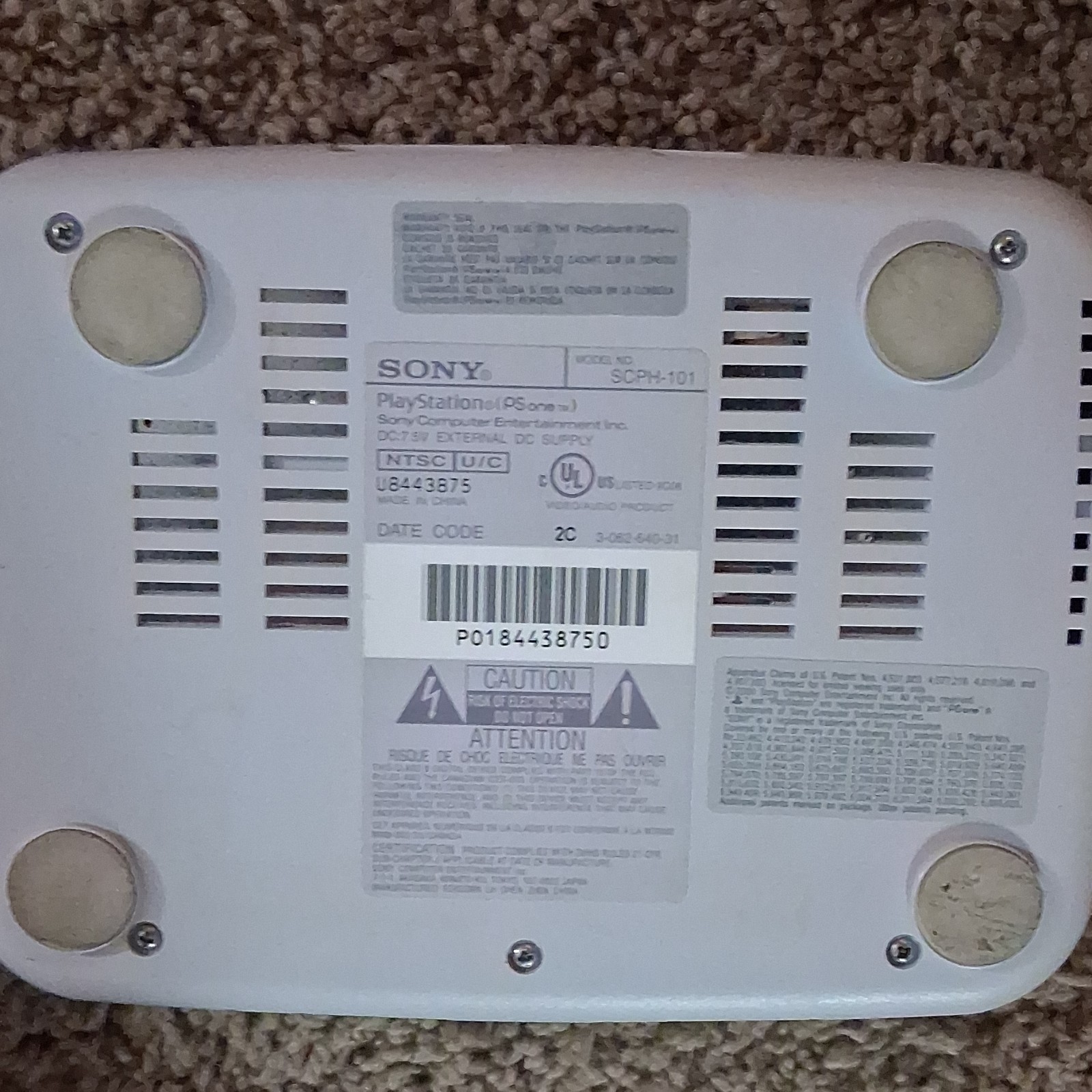 Sony PS one SCPH-101 White Console, Composite RCA, Reset Button, NTSC-U/C