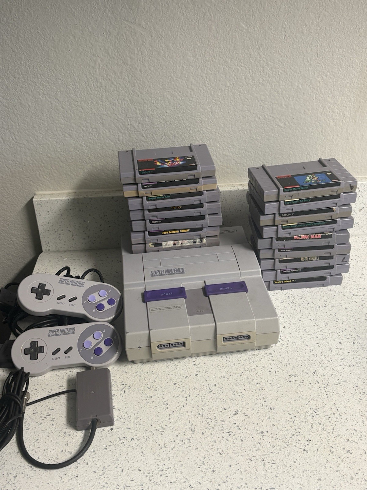 Super Nintendo SNES Bundle 16 Games Contra 3 TMNT 4 MariokartTested Working Read