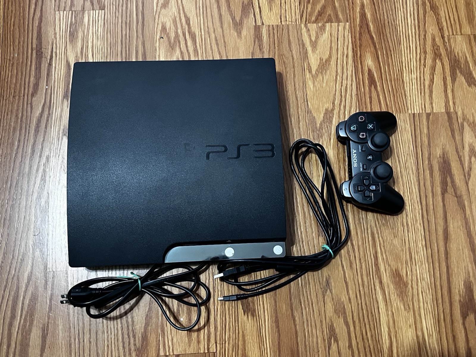 Sony PlayStation 3 Slim 120GB Black Console w/ Controller & Cords Read Listing