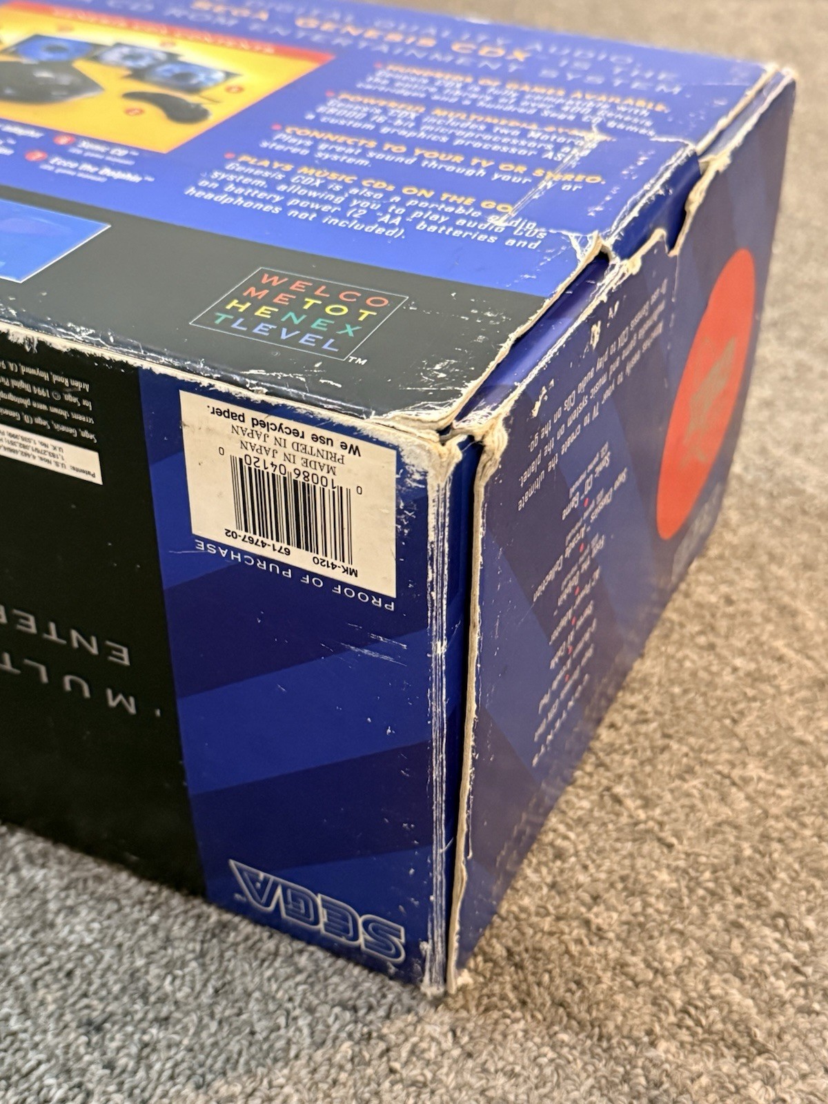 SEGA GENESIS CDX MK-4121 GAME SYSTEM W/ ECCO DOLPHIN ORIGINAL BOX ~ READ ~