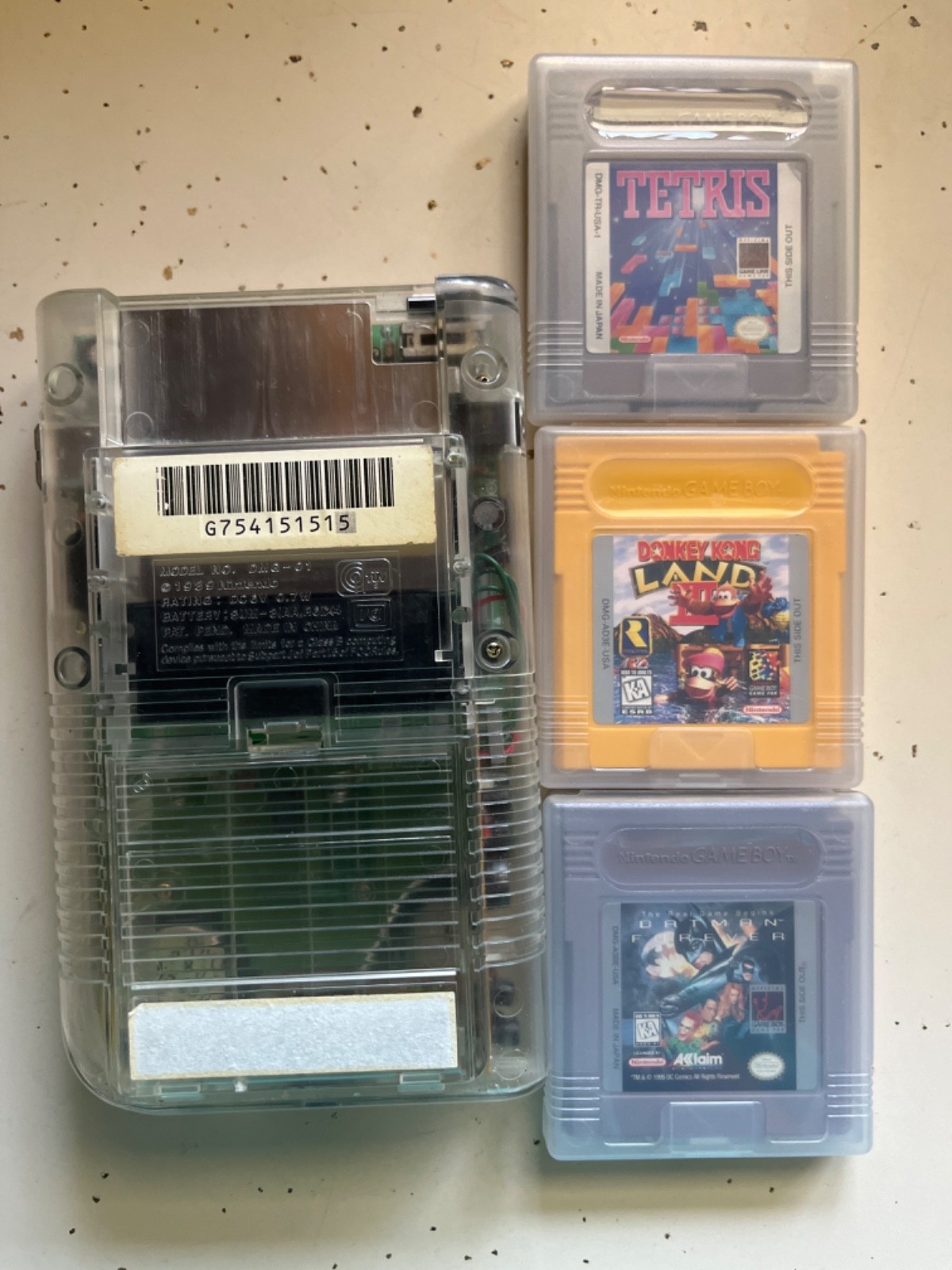 Nintendo Gameboy Original Clear Play it Loud DMG-01 Works with games