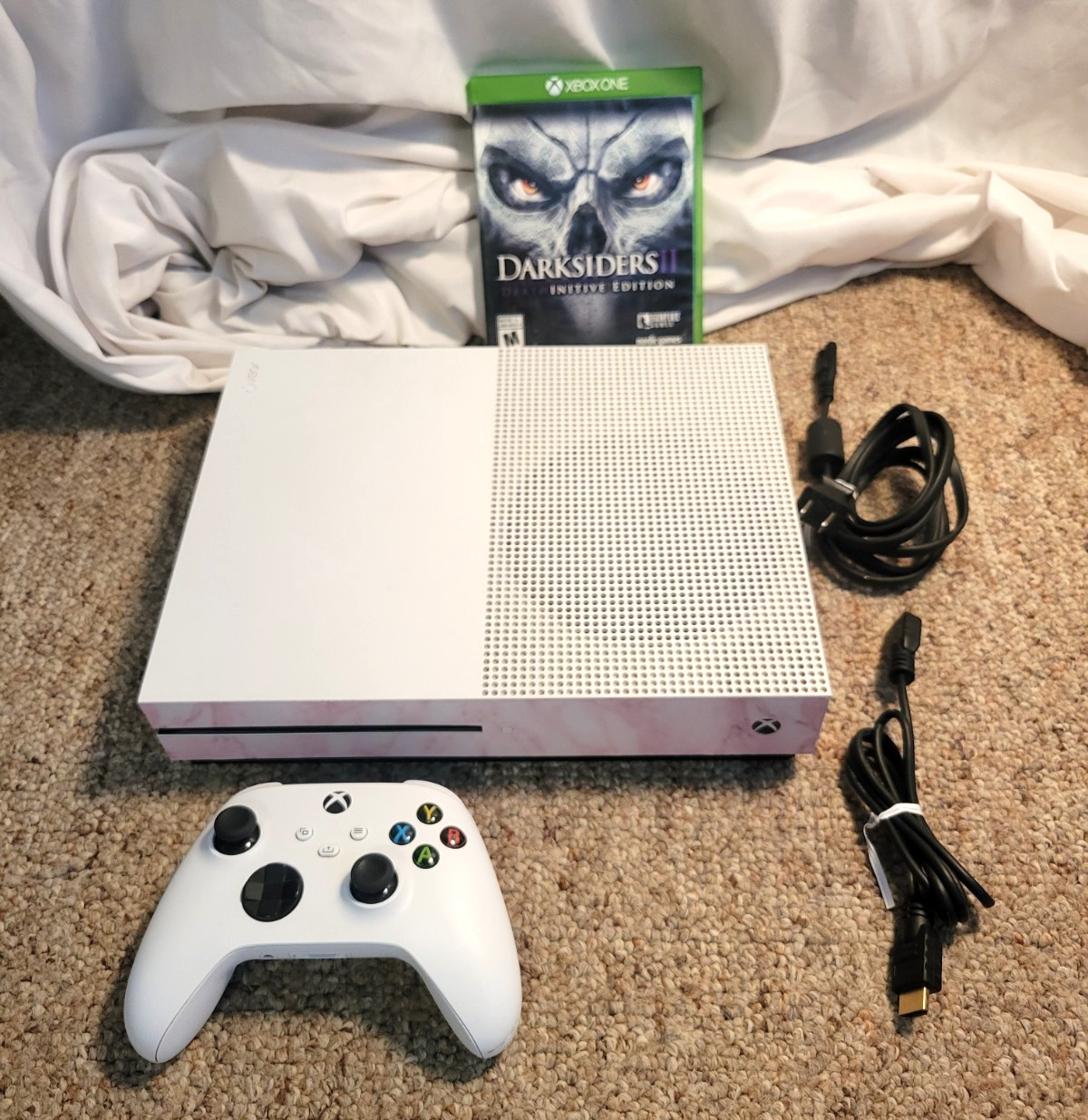 Microsoft Xbox One S 500GB White & Pink Gaming System Controller Cords Tested
