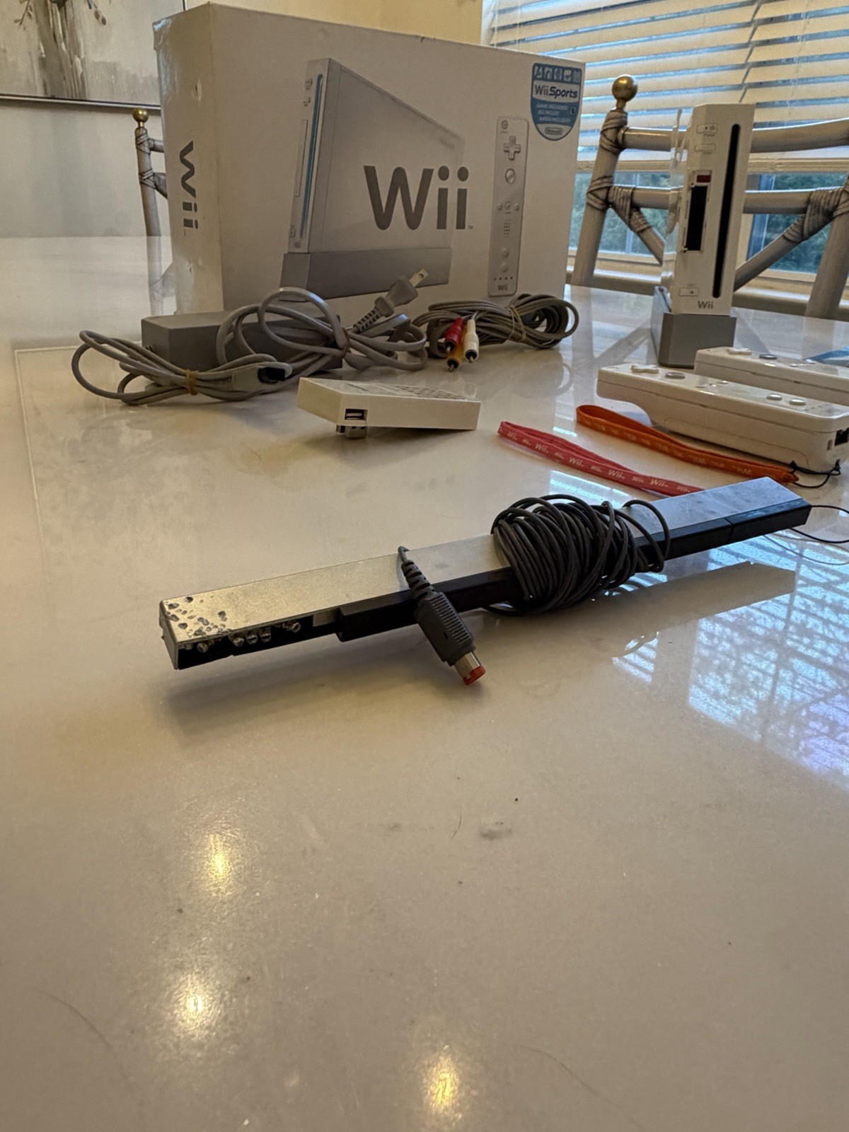 Nintendo Wii Console White w/ 2 Remotes, All Cords, Sensor, & USB Cooling Fan
