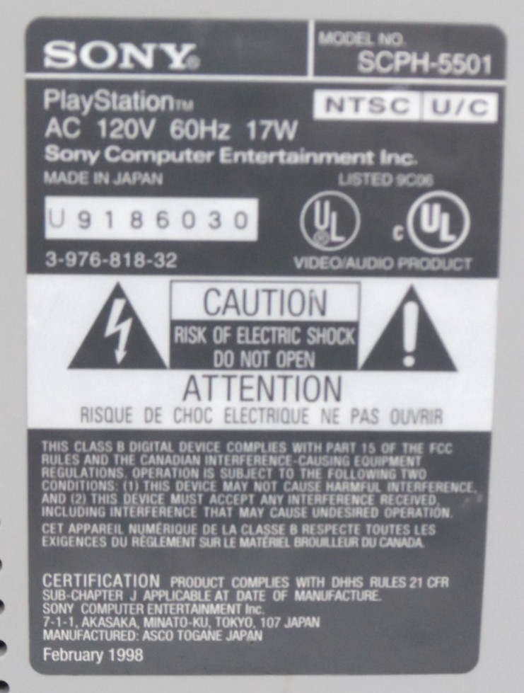 Sony PlayStation Gray Console (SCPH-5501) 2 Controllers, 2 Memory Cards ps1 LOOK