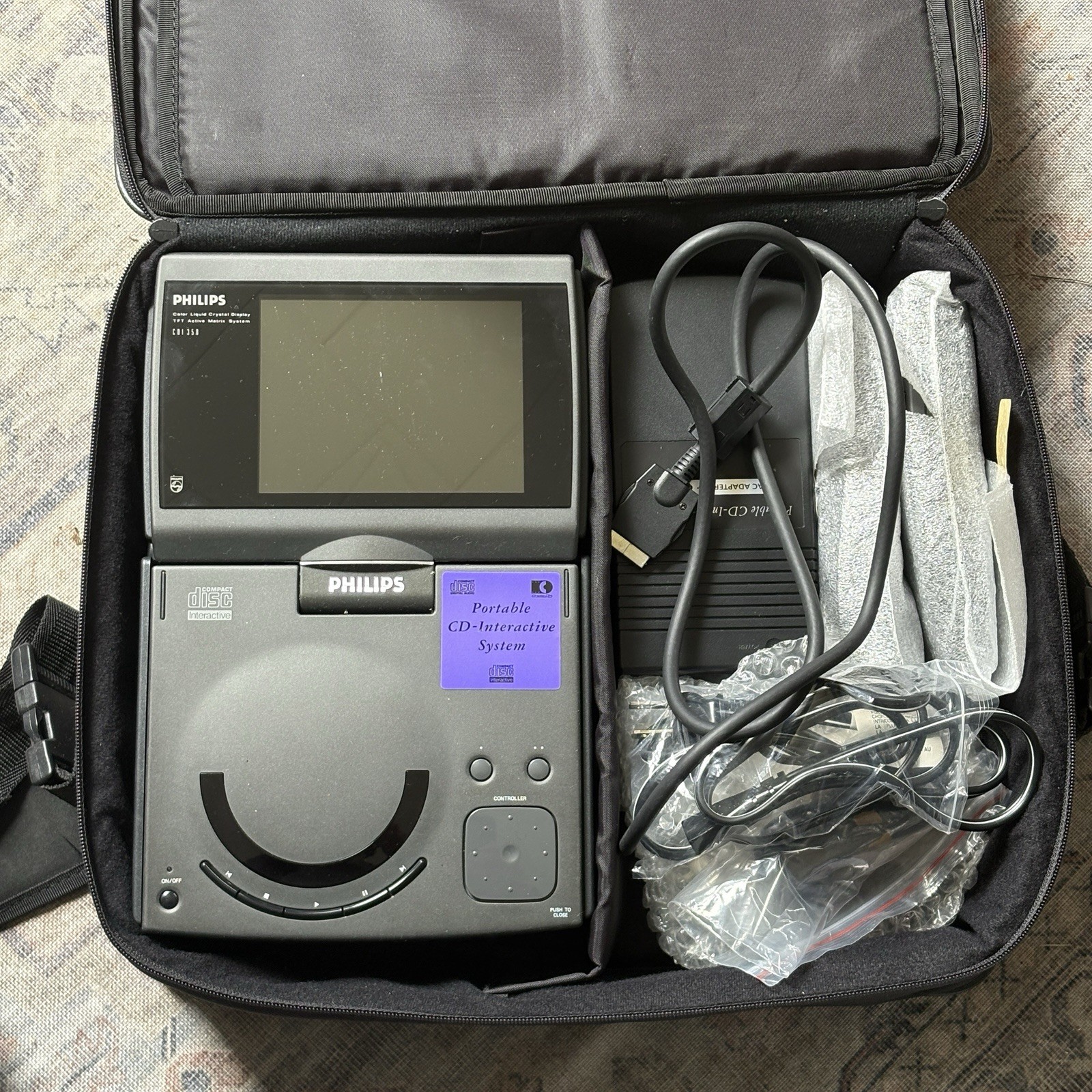 Philips CDi 350 Console CD-i Player w/ Controllers Mouse Digital Video Docking