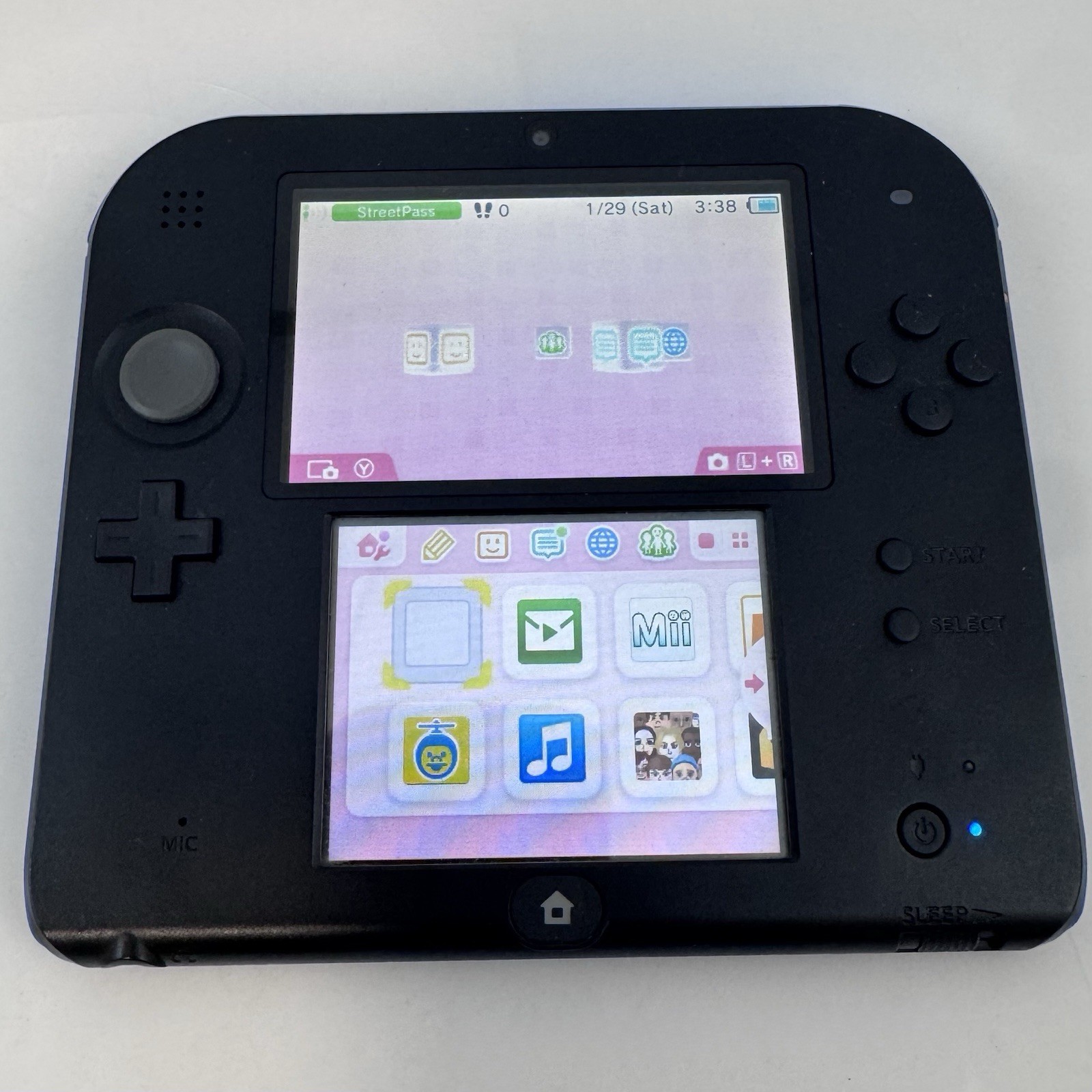 Nintendo 2DS Black/Blue Handheld Console with Charger Games Lego Backyard Sports