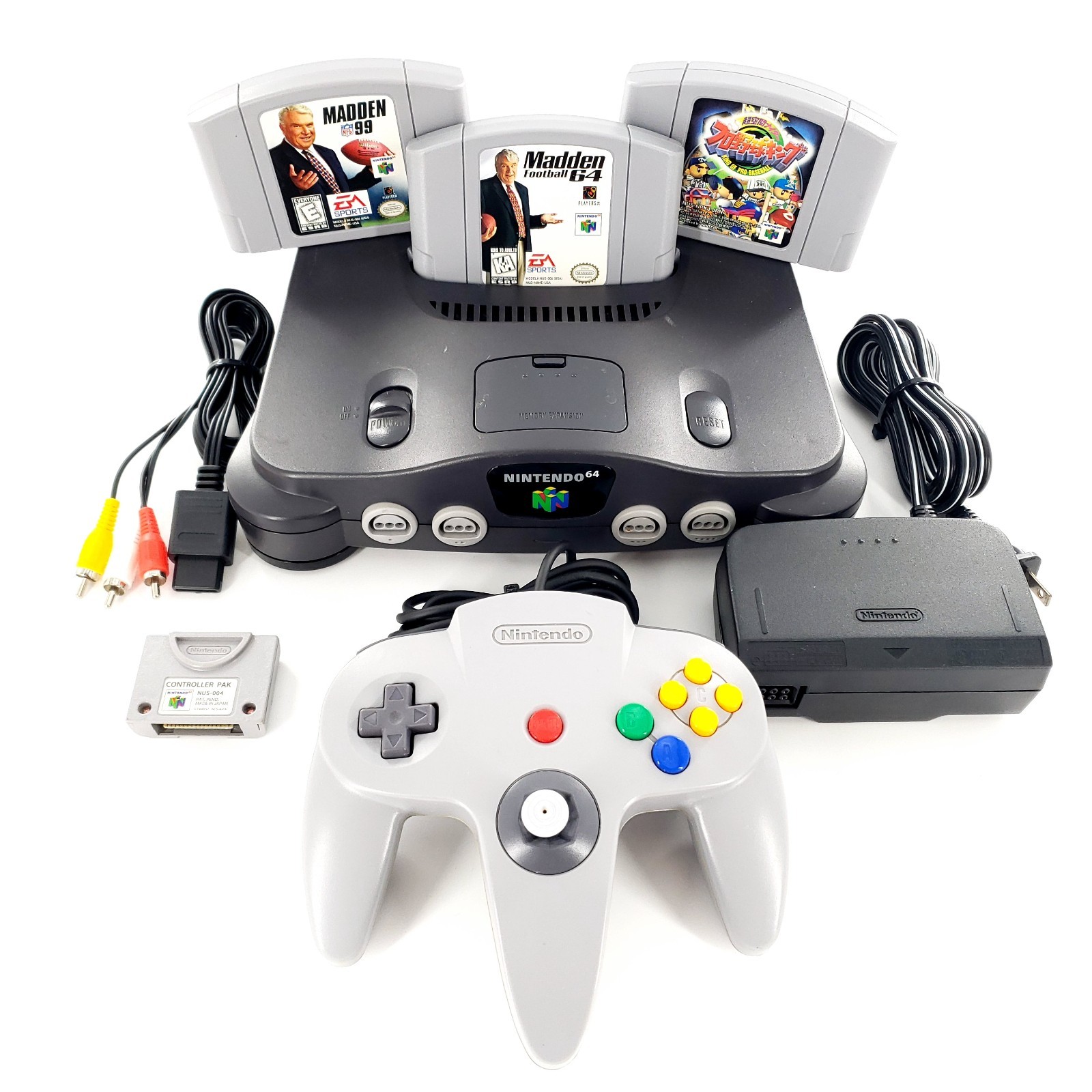 Nintendo 64 Console Bundle w/ 3 Games Controller Memory Card Cables Tested Works