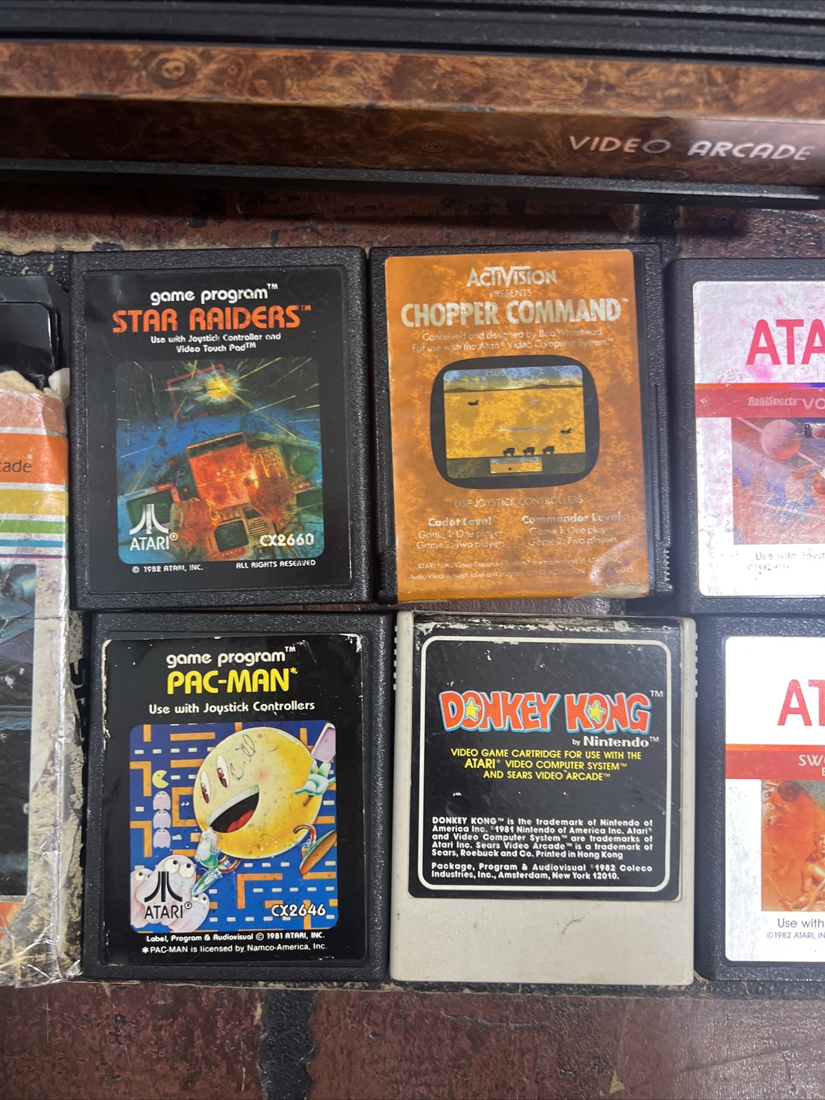 ATARI 2600 4-Switch w/ Power Supply, Joysticks, Paddles, TV Adapter & 7 Games