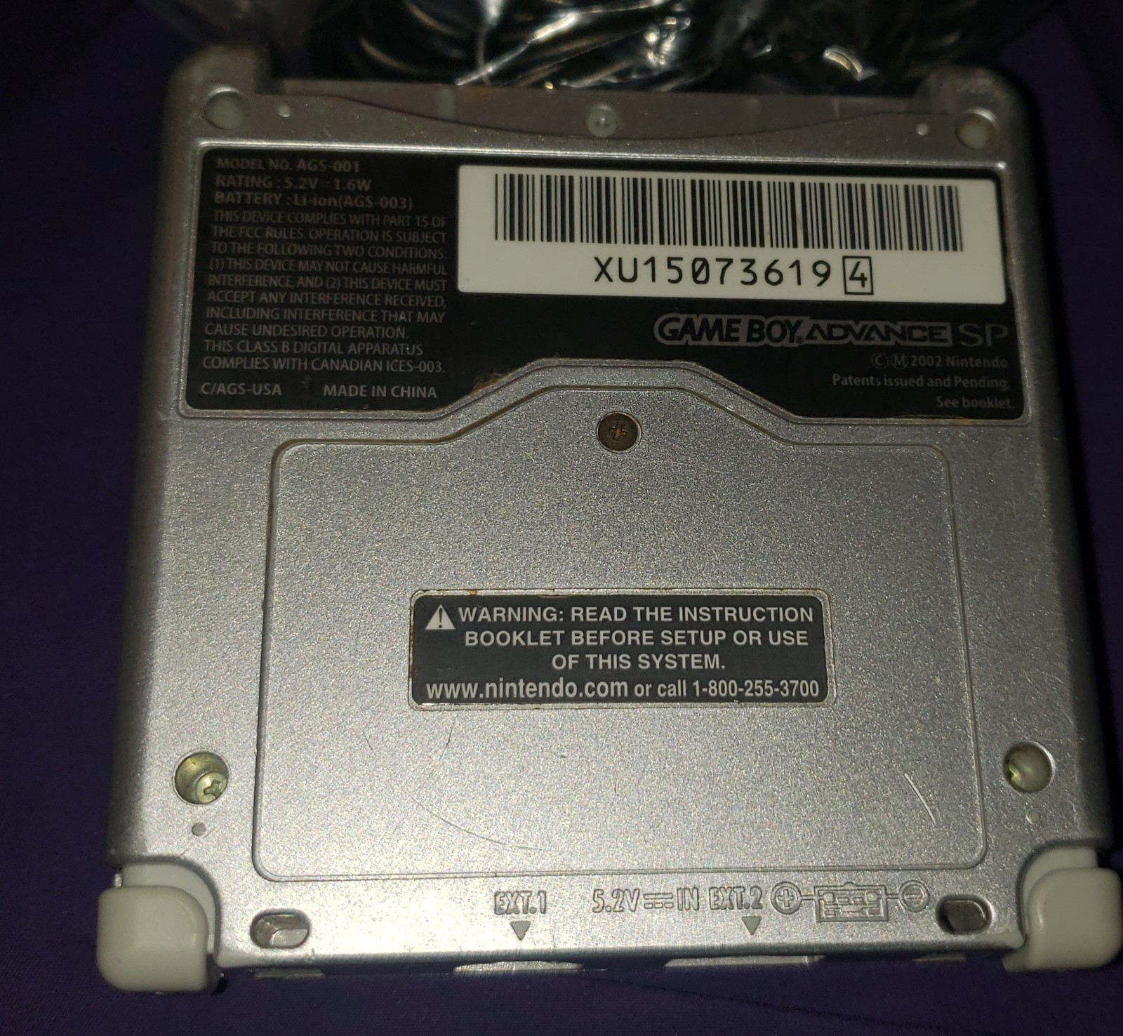Nintendo Gameboy Advance SP Handheld System Console Pearl Blue (AGS-001) Tested