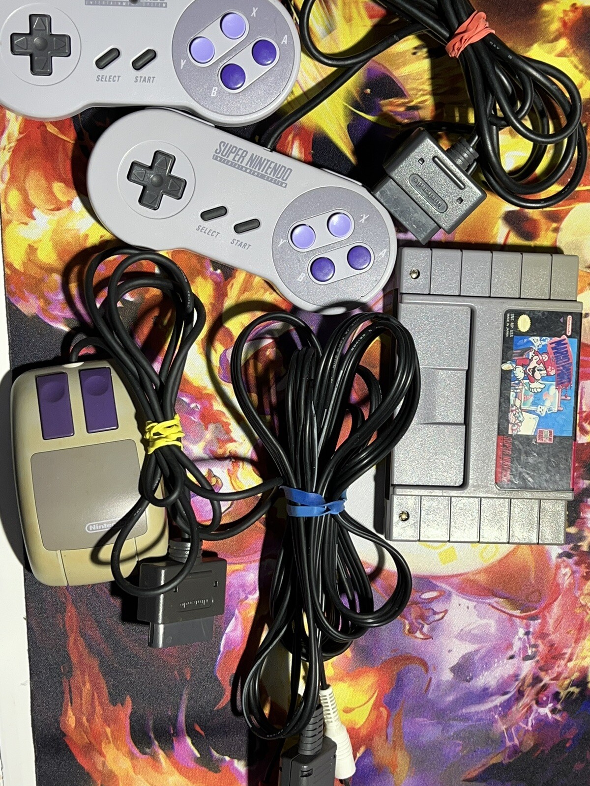 Super Nintendo Console Mario Paint & Mouse OEM Controllers Color Changing LED!!