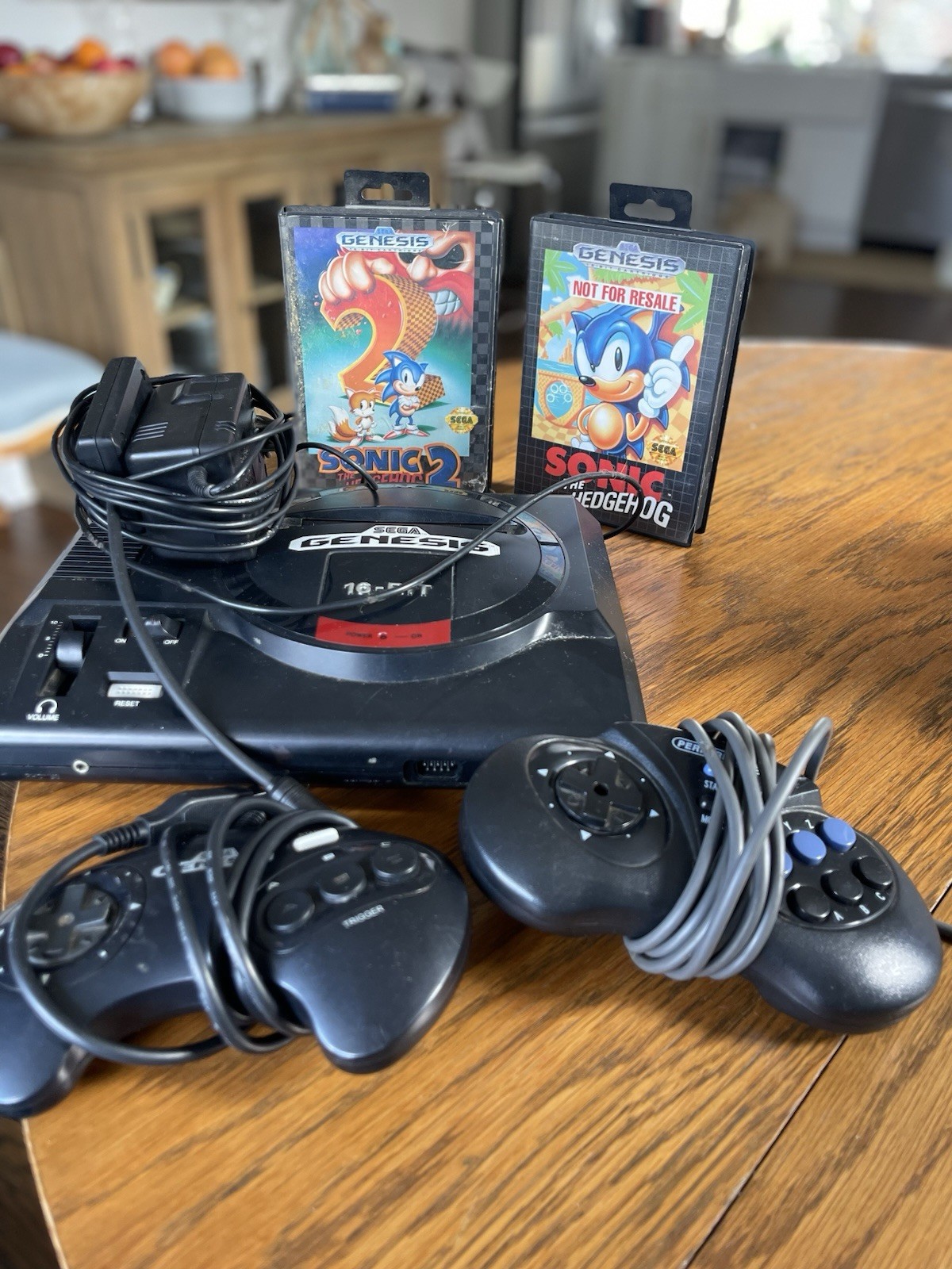 SEGA Genesis 16-Bit Black Console Volume Control Headphone Jack Sonic 1 & 2