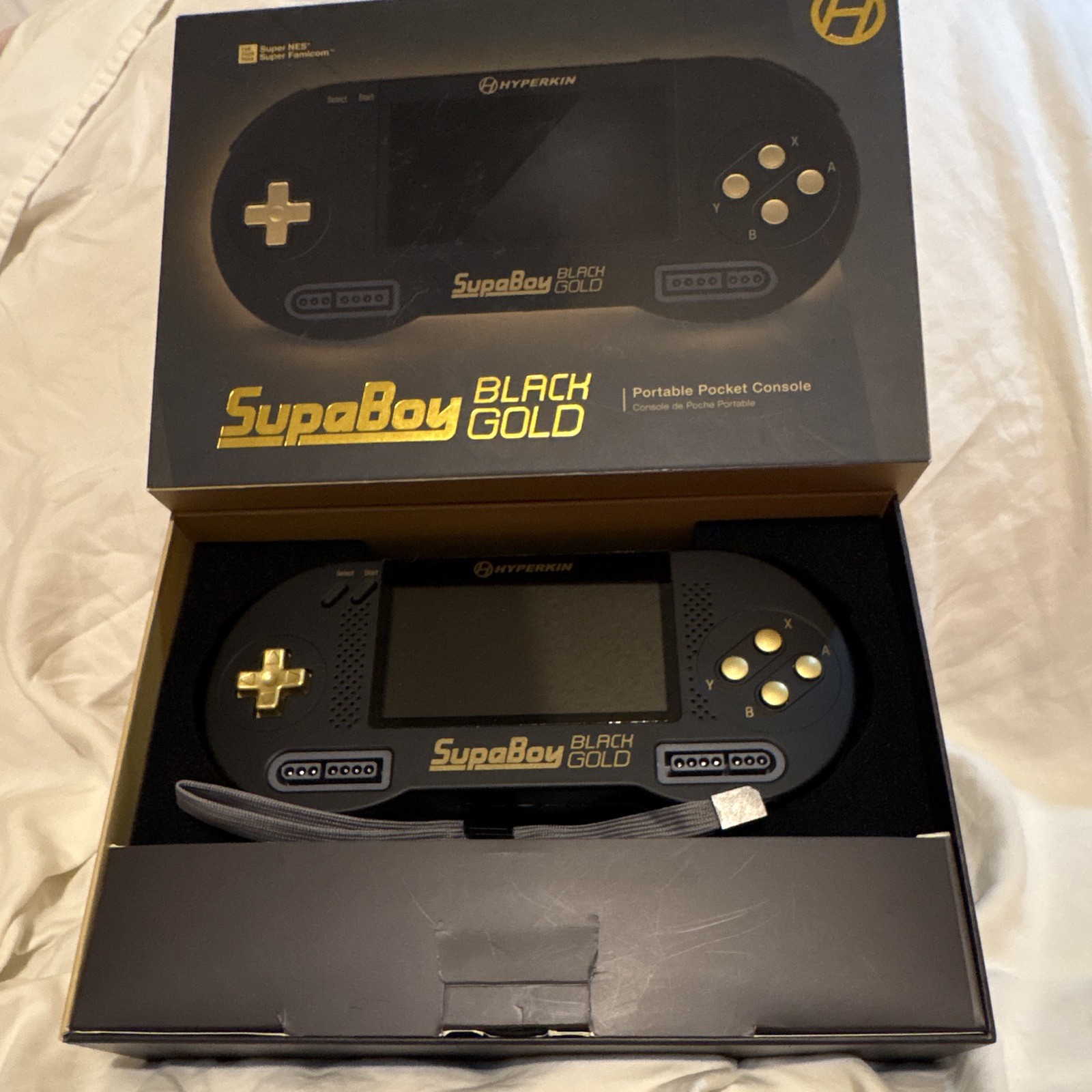 Hyperkin SupaBoy Black Gold SNES Handheld System Portable Black/Gold M08889