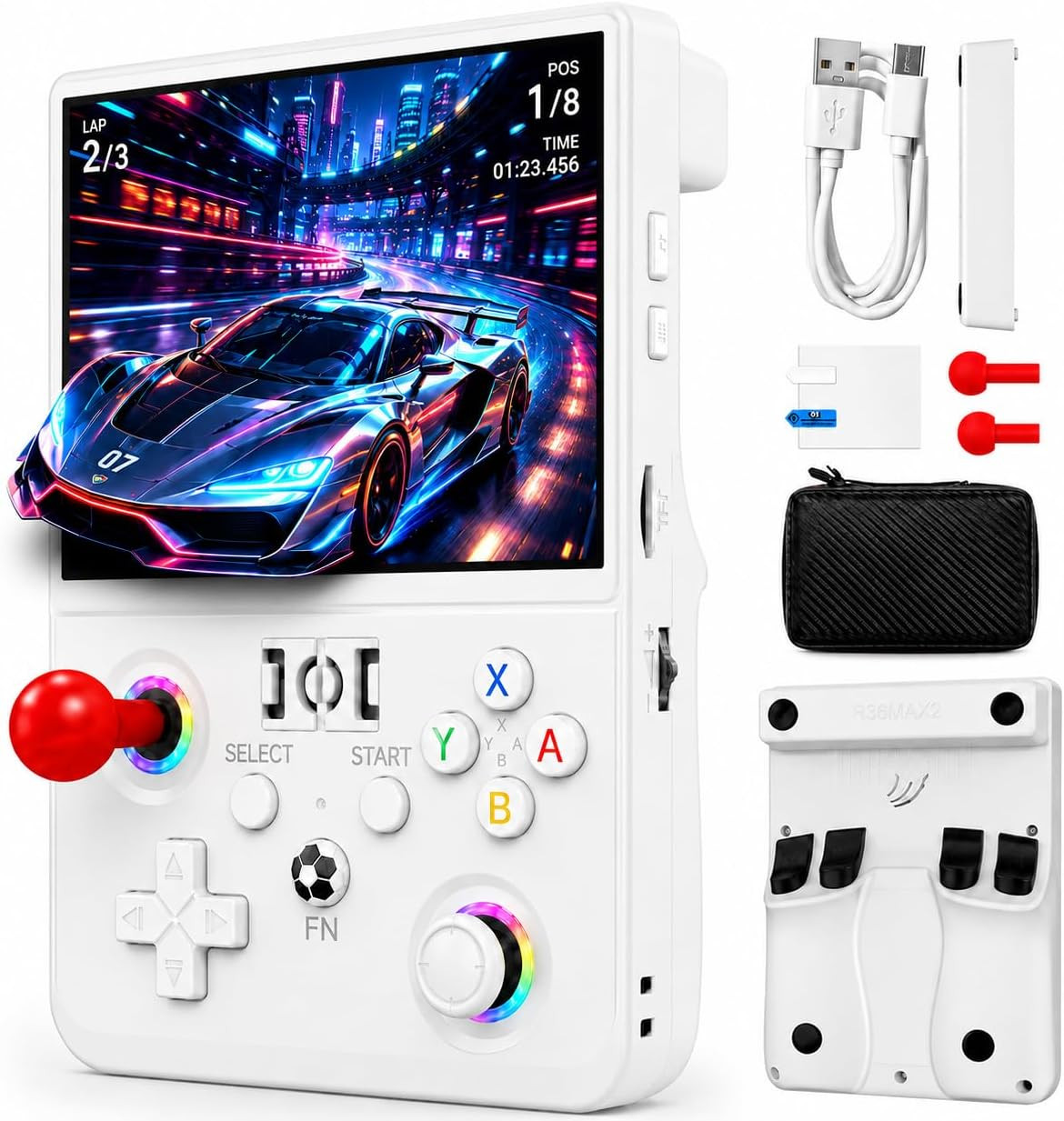 R36MAX2 Retro Handheld Game Console, 4.5-Inch 1024X768 IPS Screen, 128GB 22000+