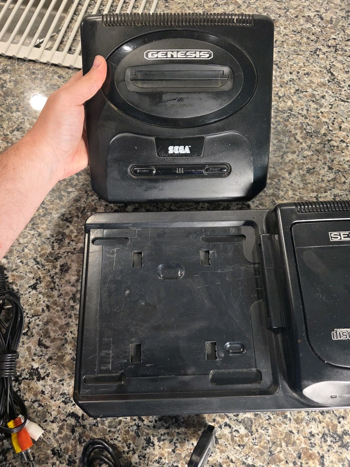 Sega Genesis + CD Model 2 Console TESTED WORKING w/All Cables + Controller