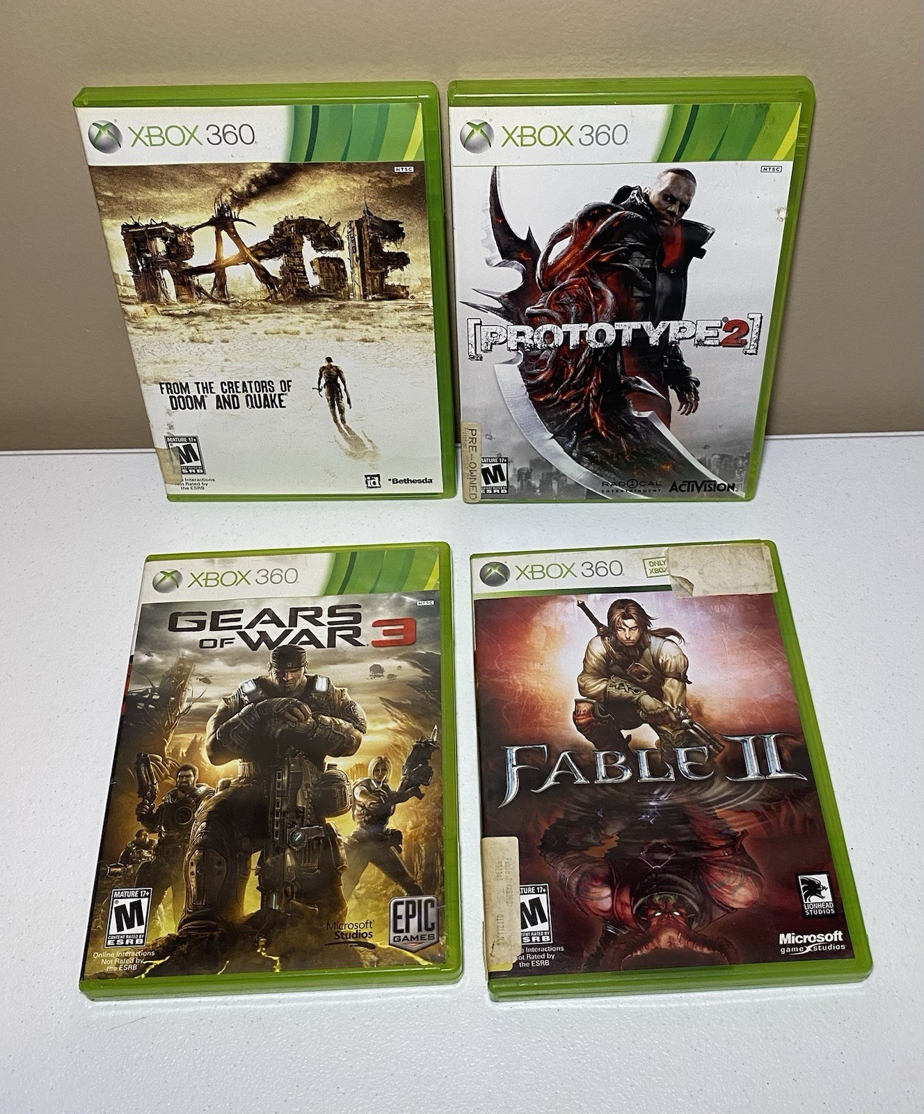 XBOX 360 Console Bundle 4 Games Power & AUX Cable Model 1439 No Controller