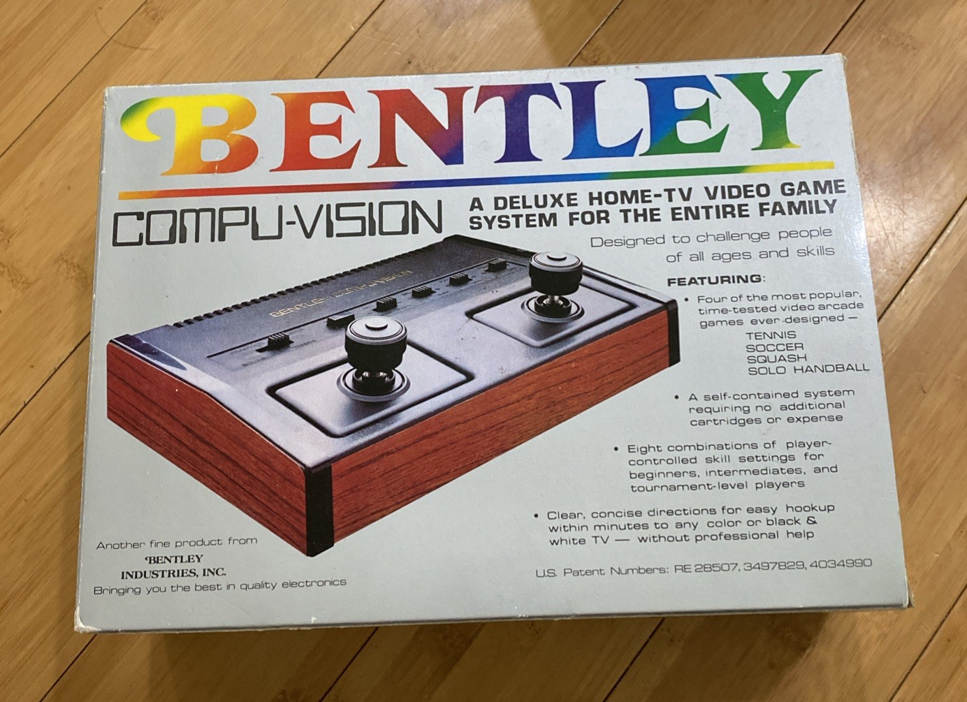 Vintage Bentley Home TV Game Console CompuVision Tennis/Soccer/Squash/Handball
