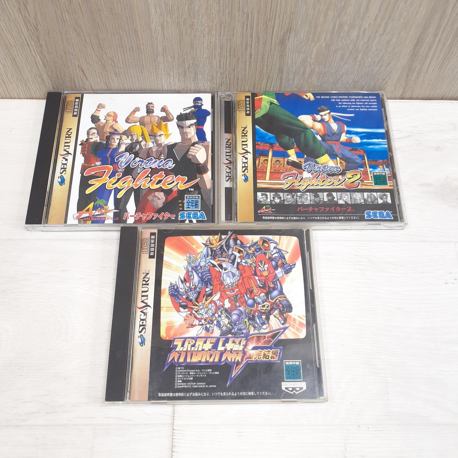 Japanese SEGA SATURN Console bundle with 2 controllers 8 Games & memory tested