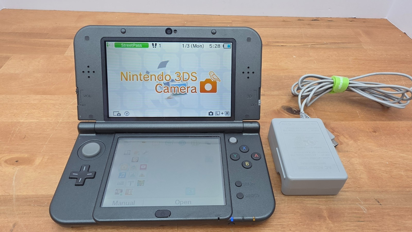 Nintendo New 3DS XL 4GB Black Gray Console System Tested With Charger!